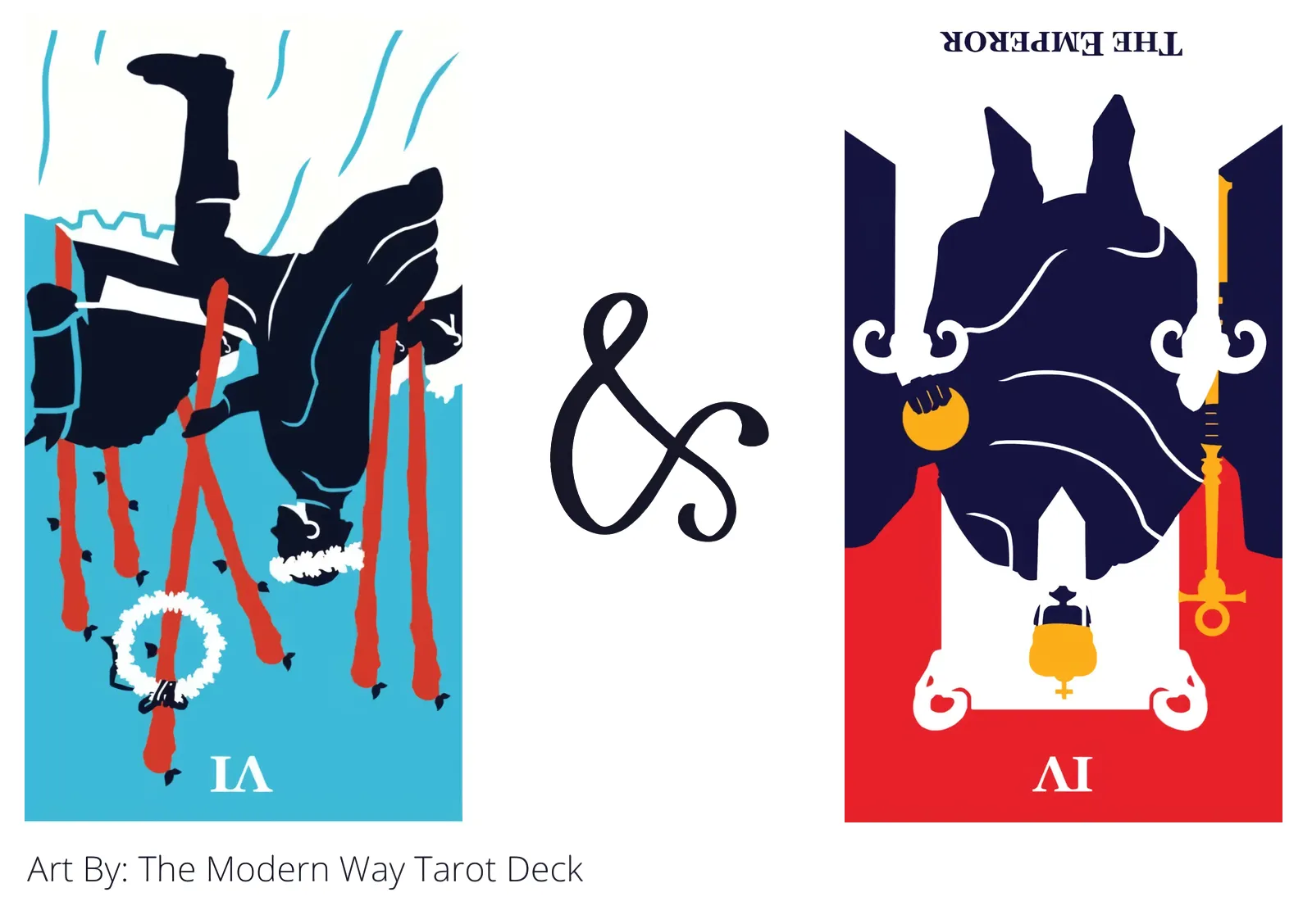 six of wands reversed and the emperor reversed tarot cards together