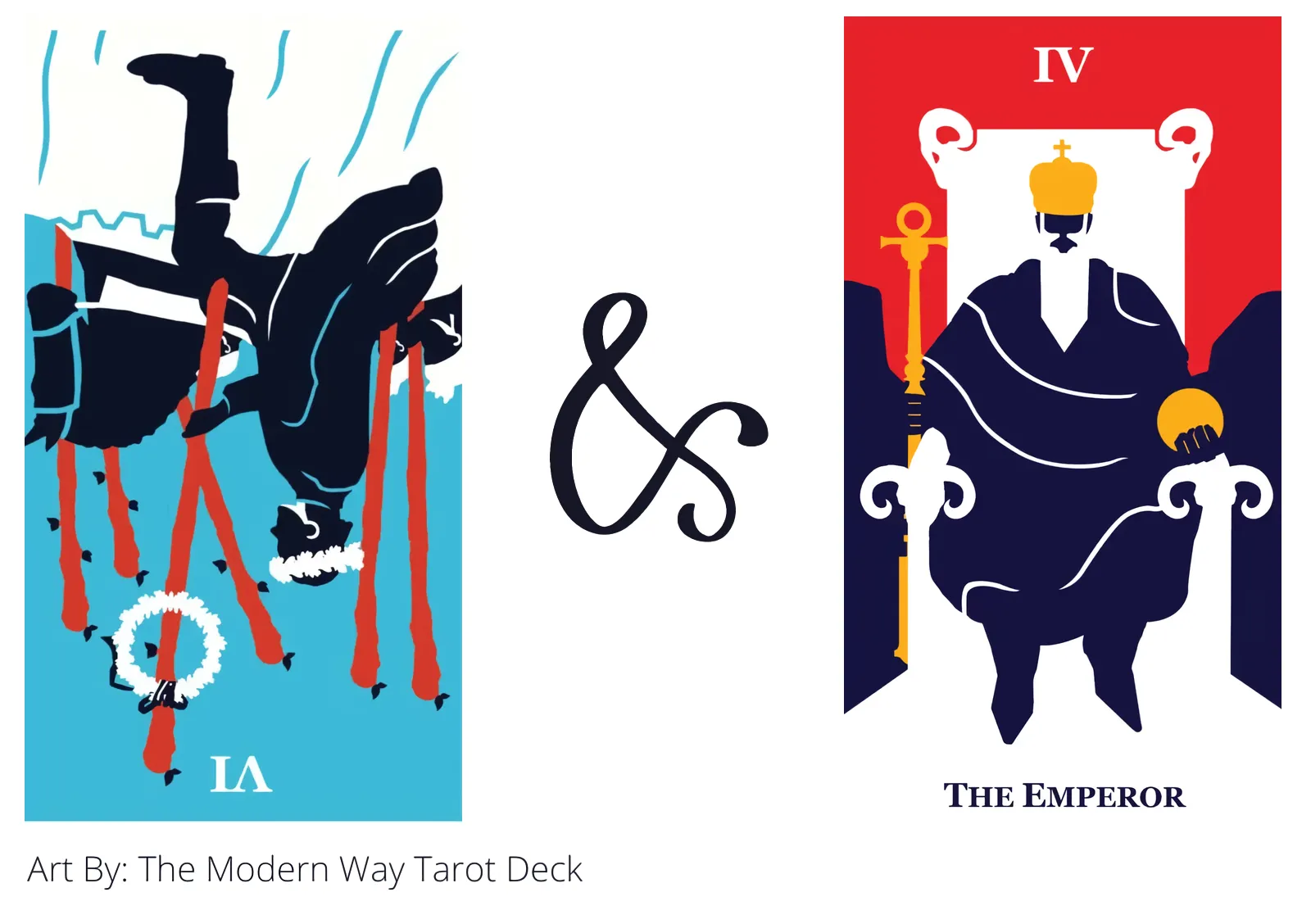 six of wands reversed and the emperor tarot cards together