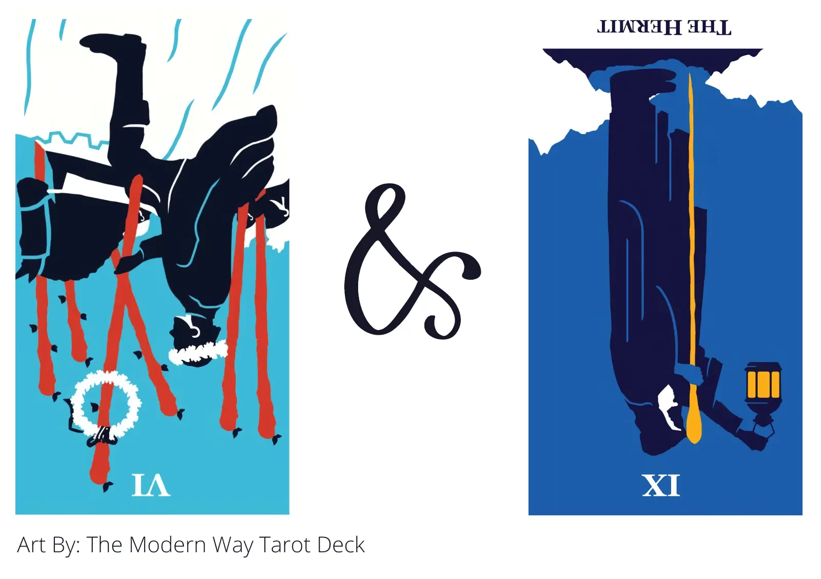six of wands reversed and the hermit reversed tarot cards together