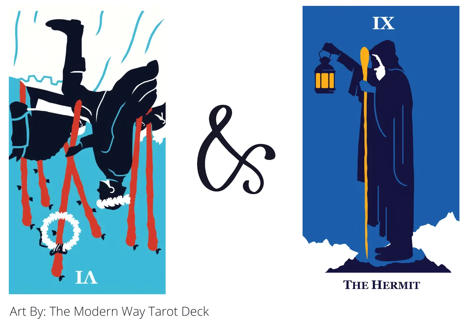 six of wands reversed and the hermit tarot cards together