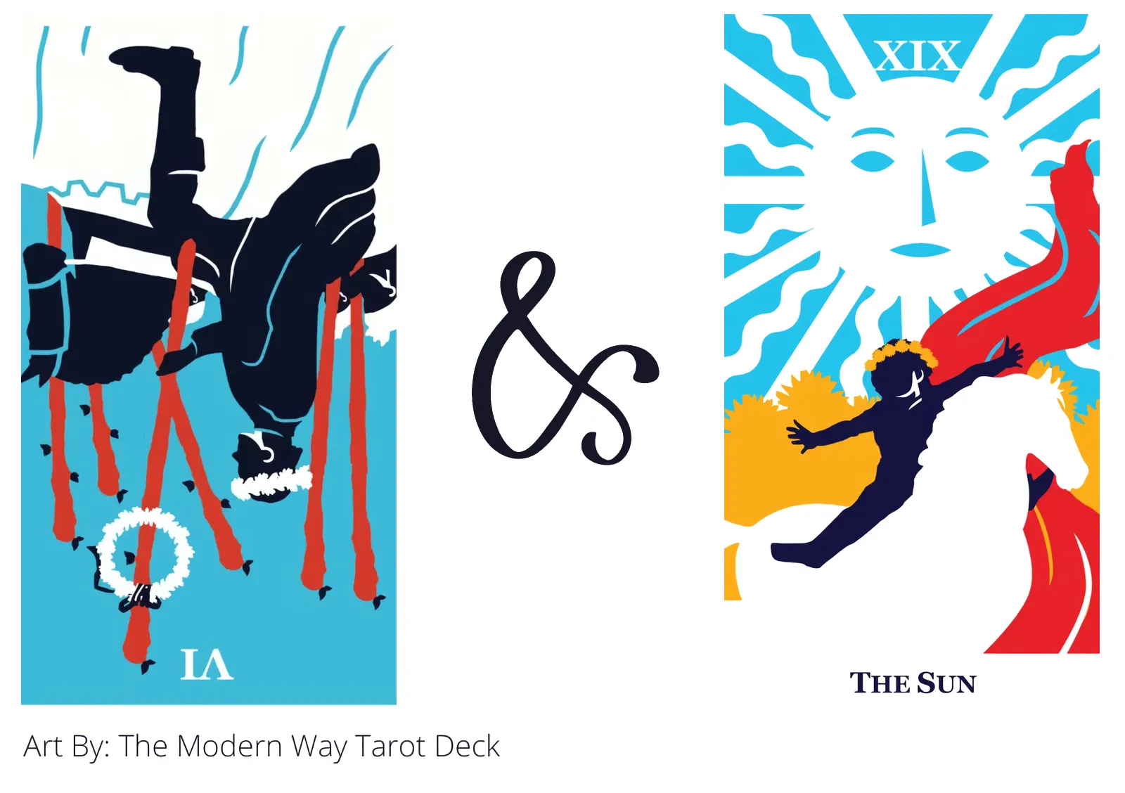 six of wands reversed and the sun tarot cards together