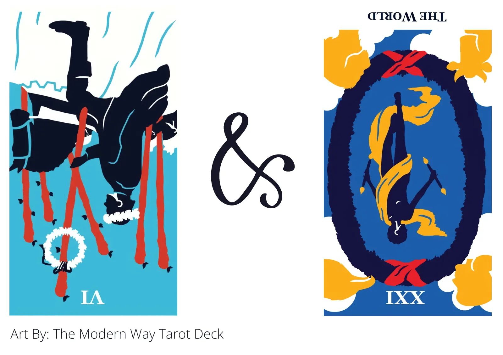 six of wands reversed and the world reversed tarot cards together