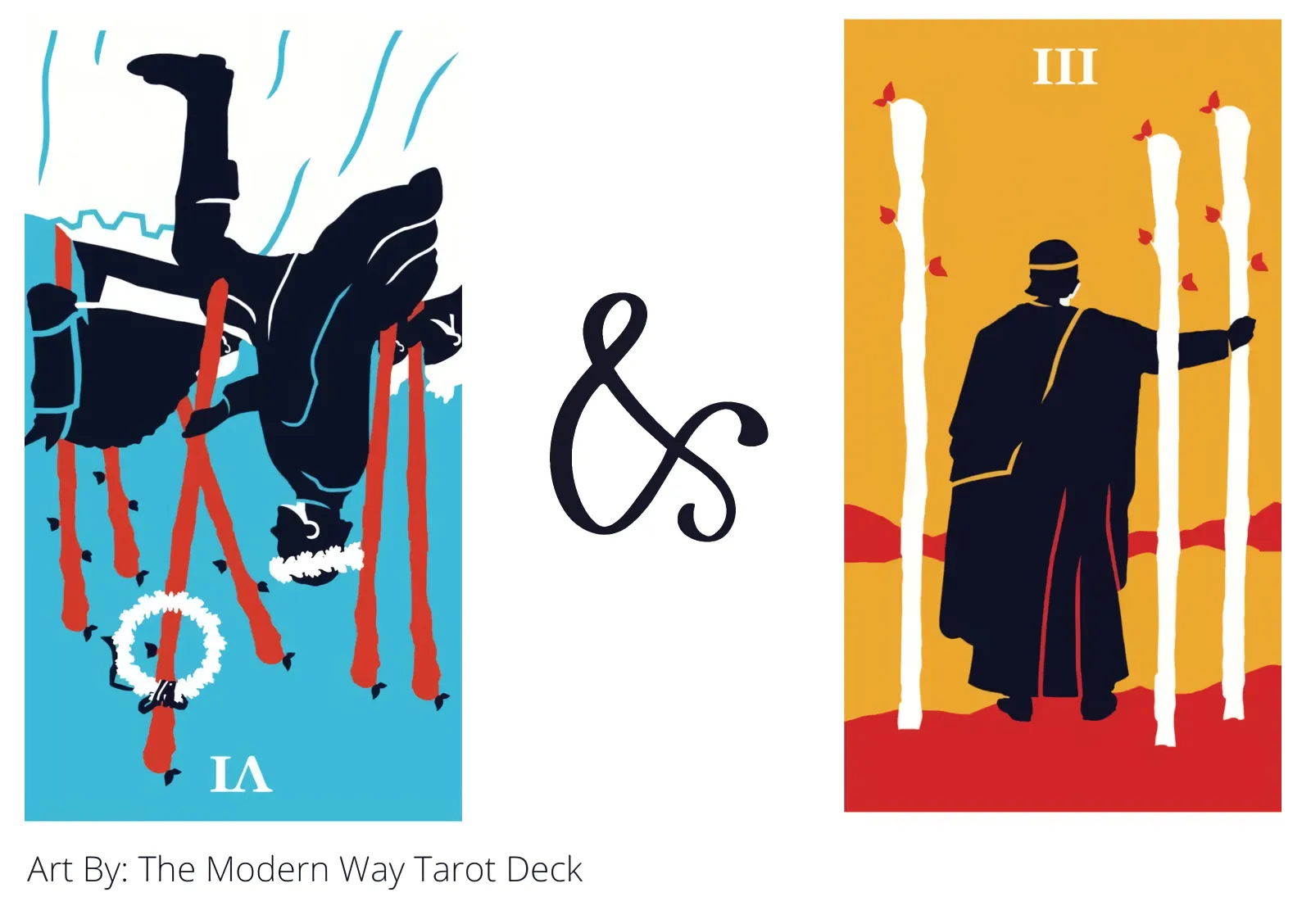 six of wands reversed and three of wands tarot cards together