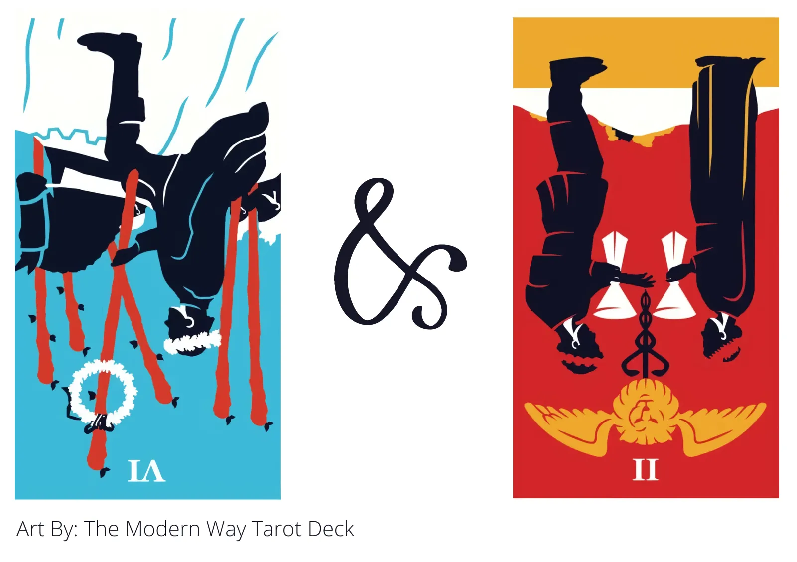 six of wands reversed and two of cups reversed tarot cards together