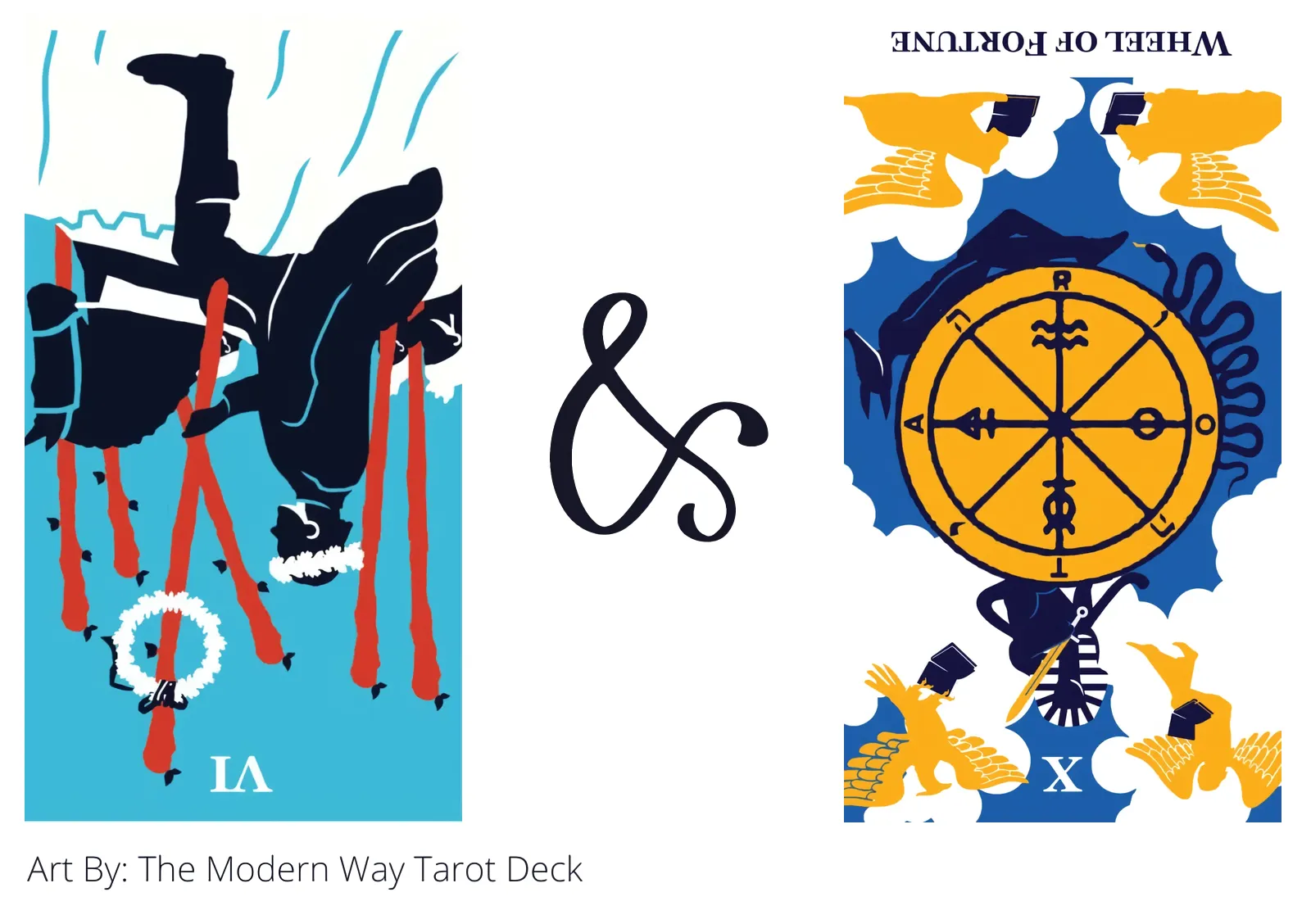 six of wands reversed and wheel of fortune reversed tarot cards together