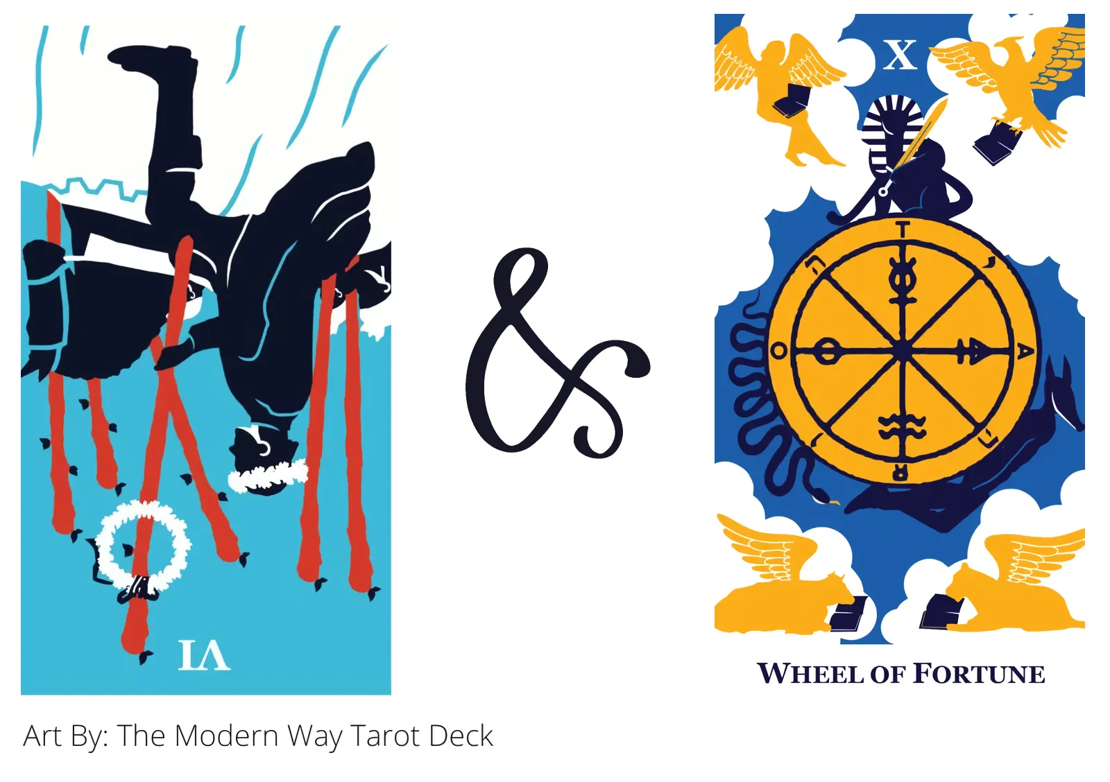 six of wands reversed and wheel of fortune tarot cards together