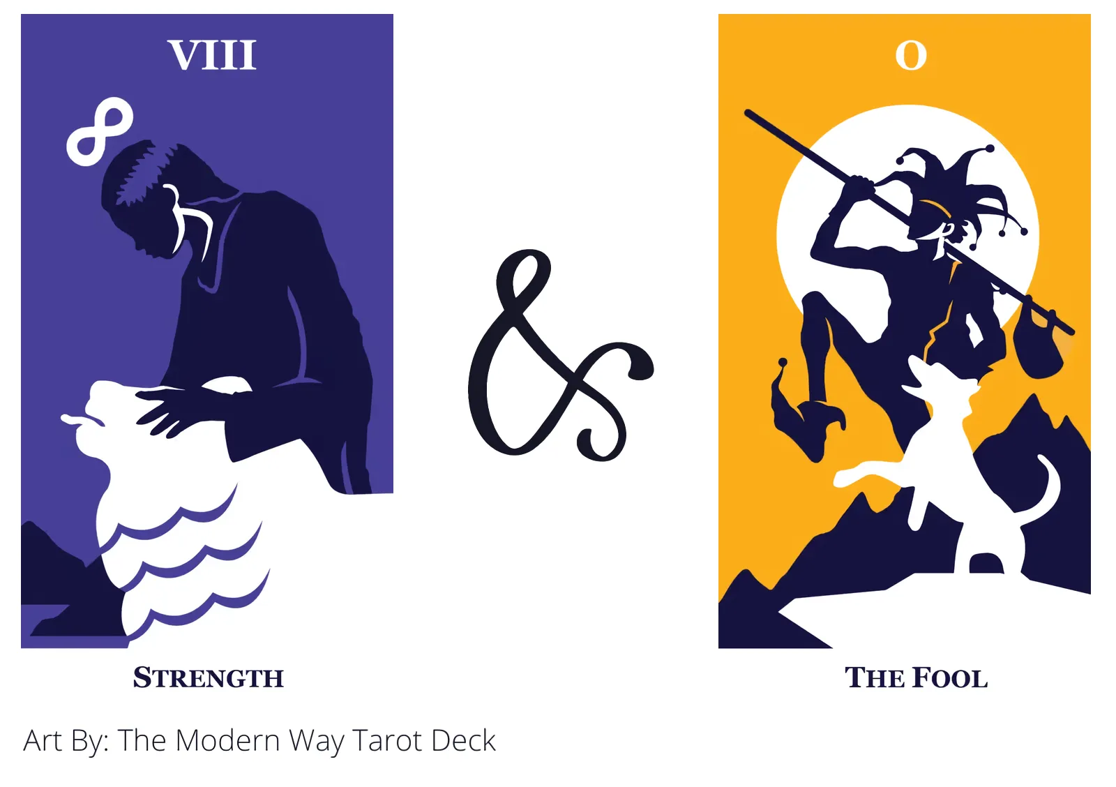 strength and the fool tarot cards together