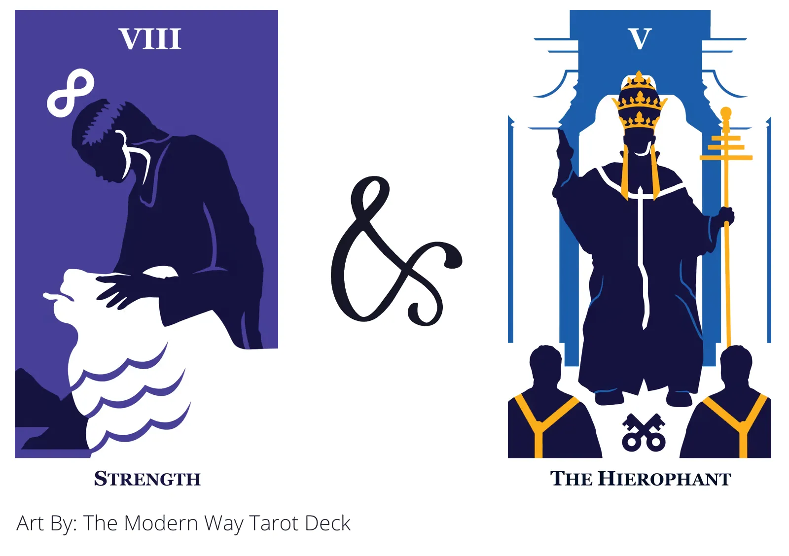 strength and the hierophant tarot cards together