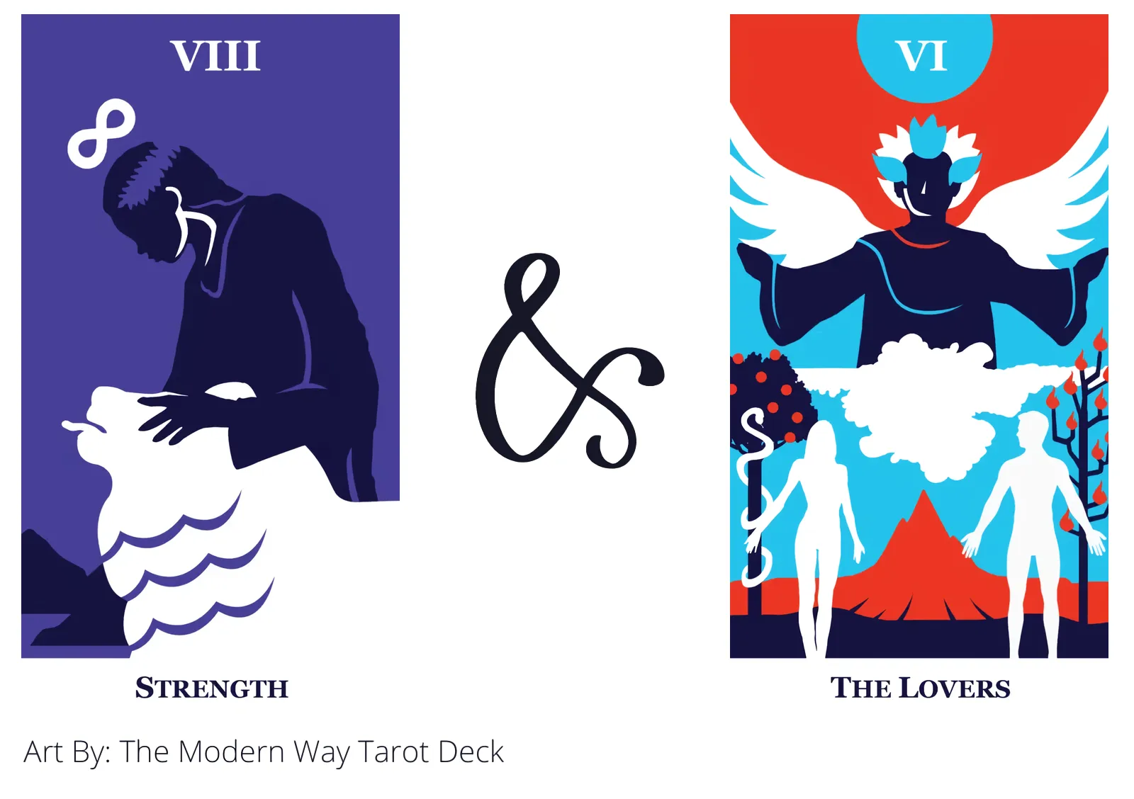 strength and the lovers tarot cards together