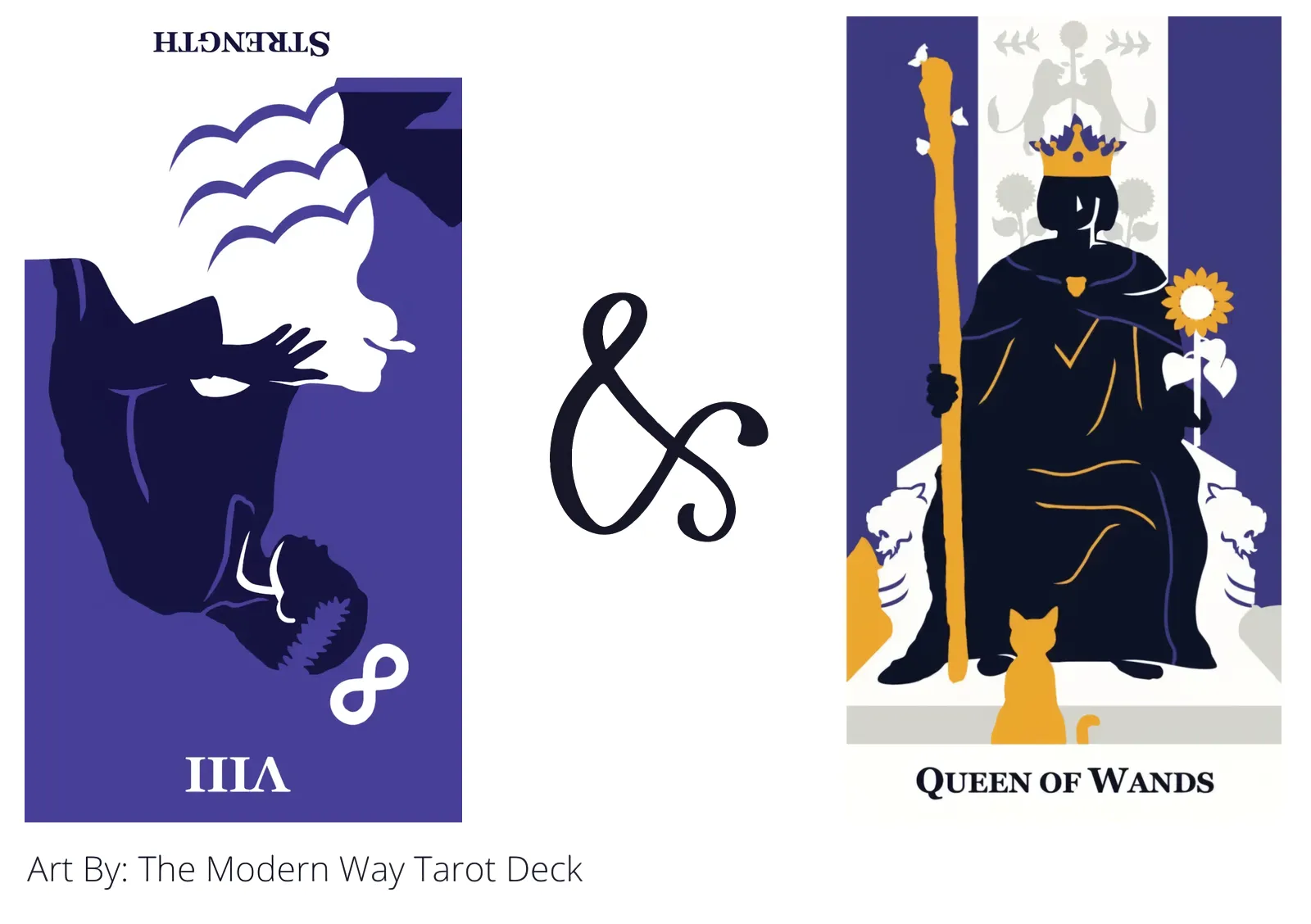 strength reversed and queen of wands tarot cards together
