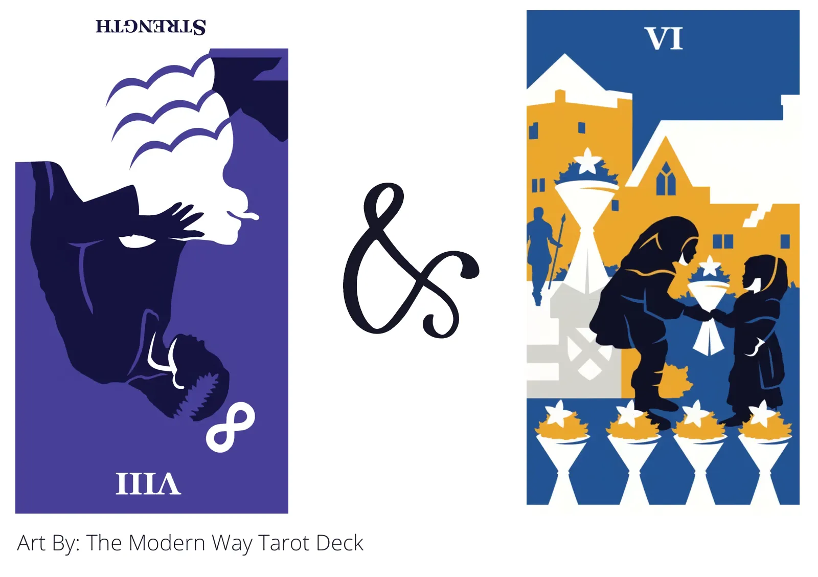 strength reversed and six of cups tarot cards together