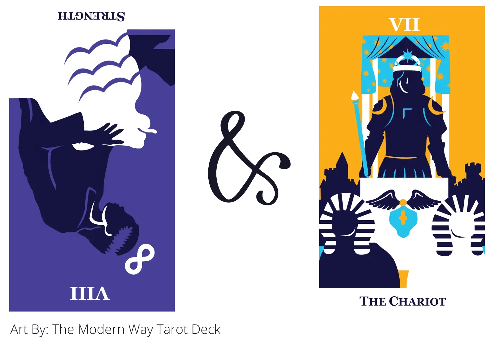 strength reversed and the chariot tarot cards together