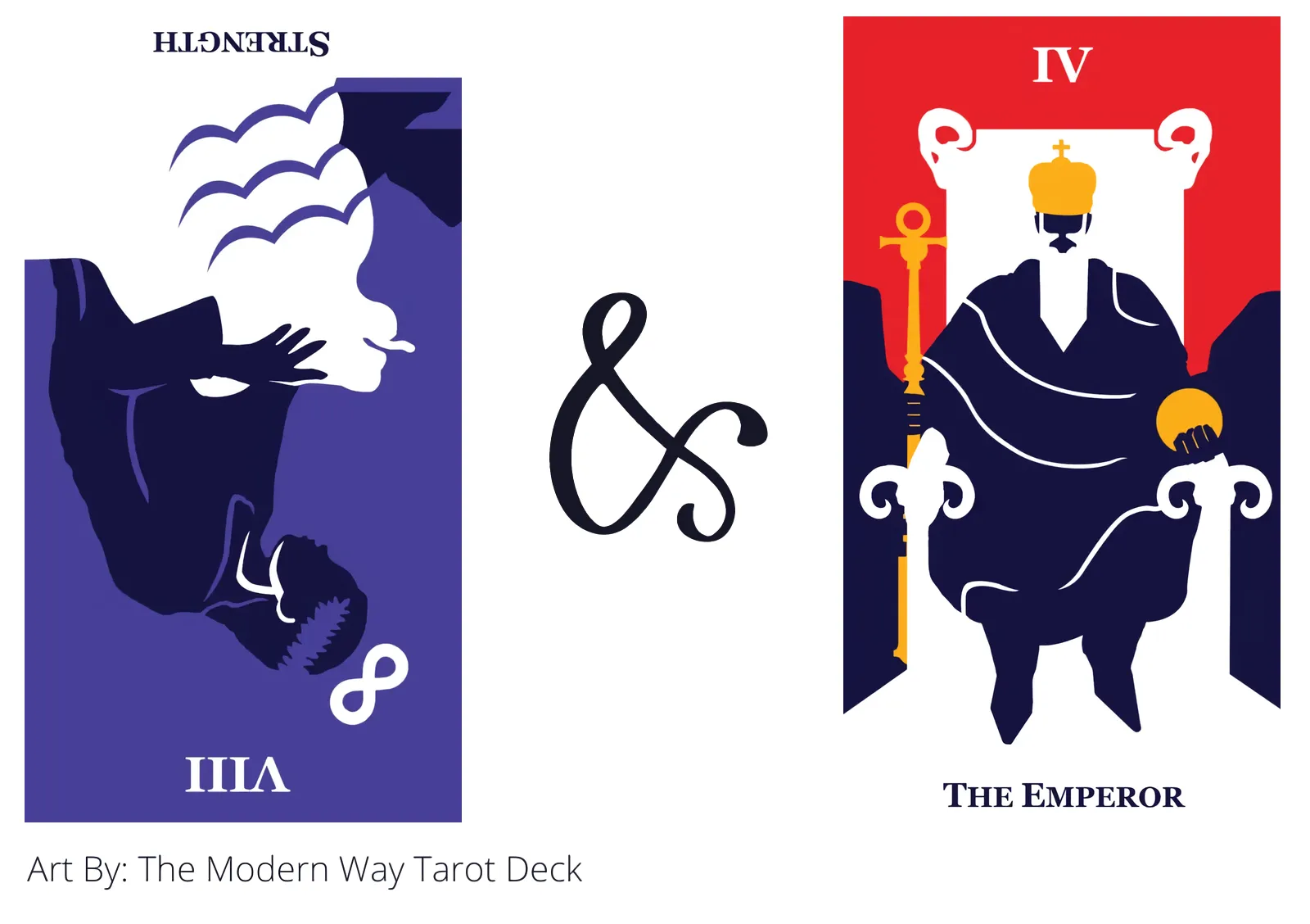 strength reversed and the emperor tarot cards together