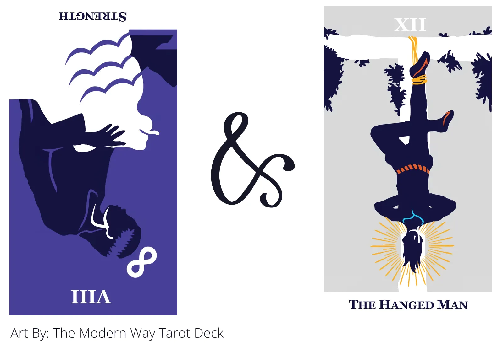 strength reversed and the hanged man tarot cards together