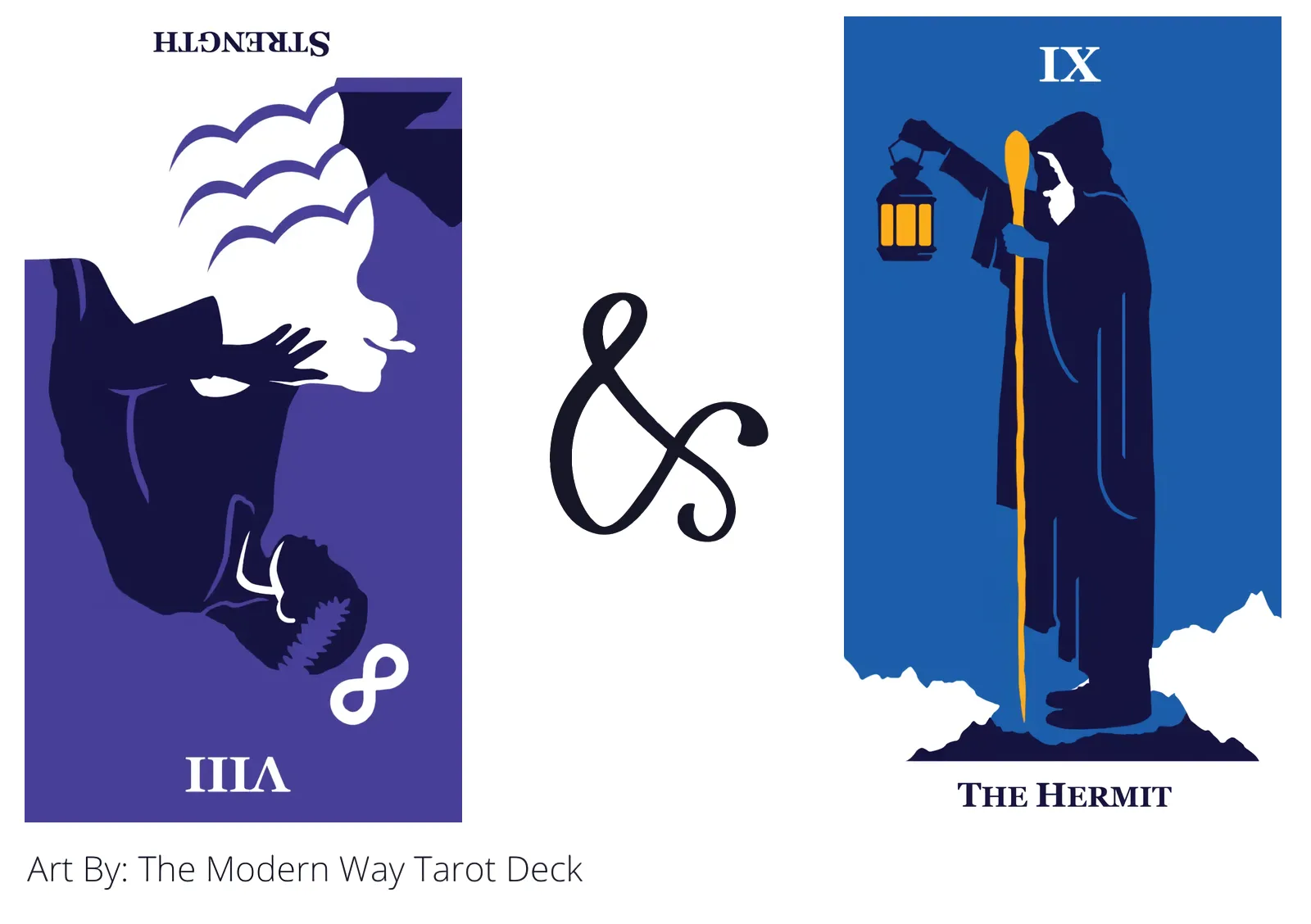 strength reversed and the hermit tarot cards together