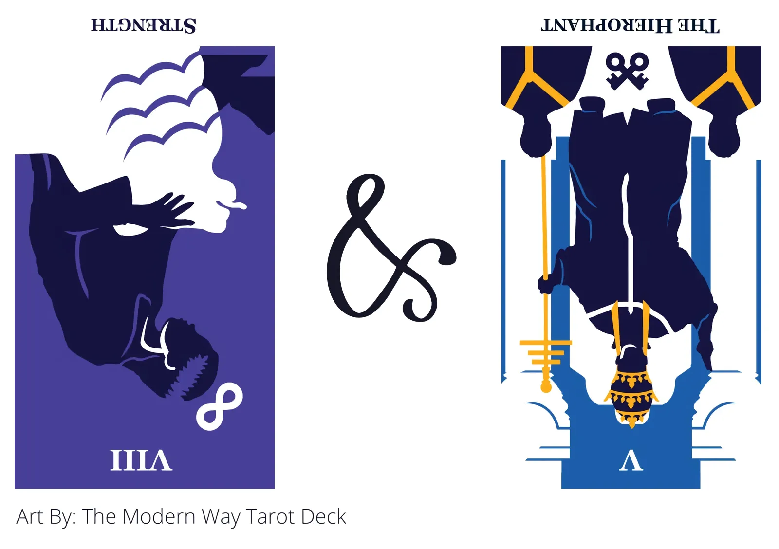 strength reversed and the hierophant reversed tarot cards together