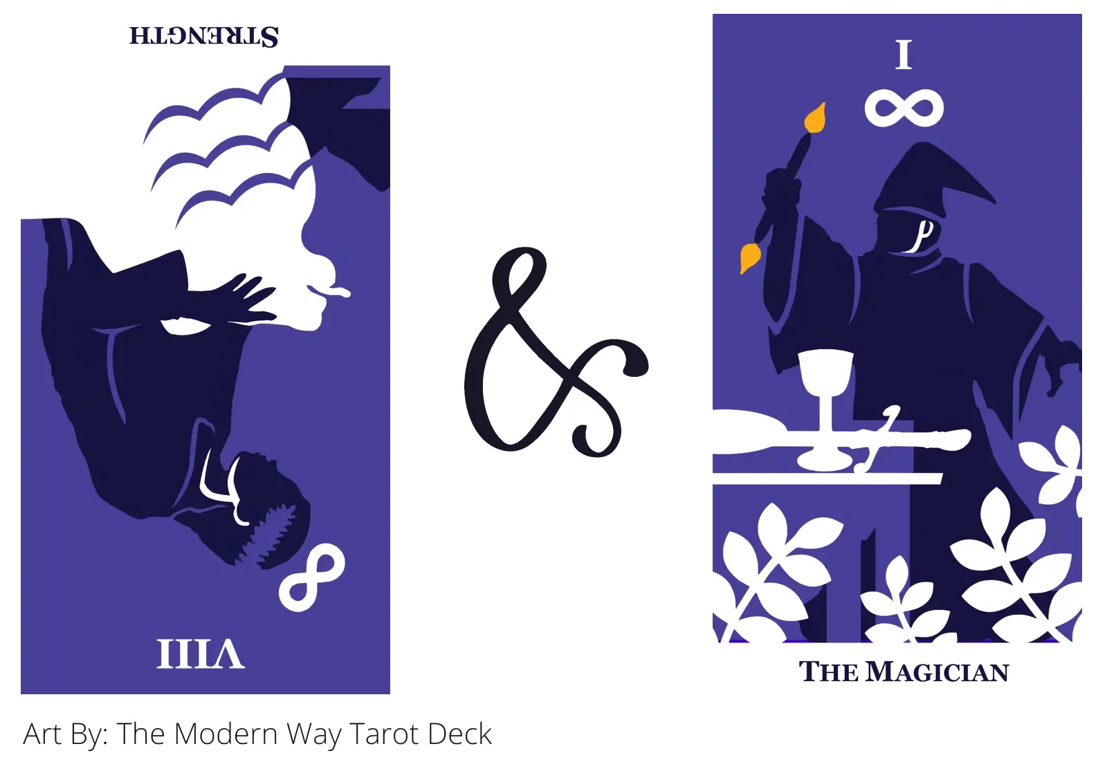 strength reversed and the magician tarot cards together
