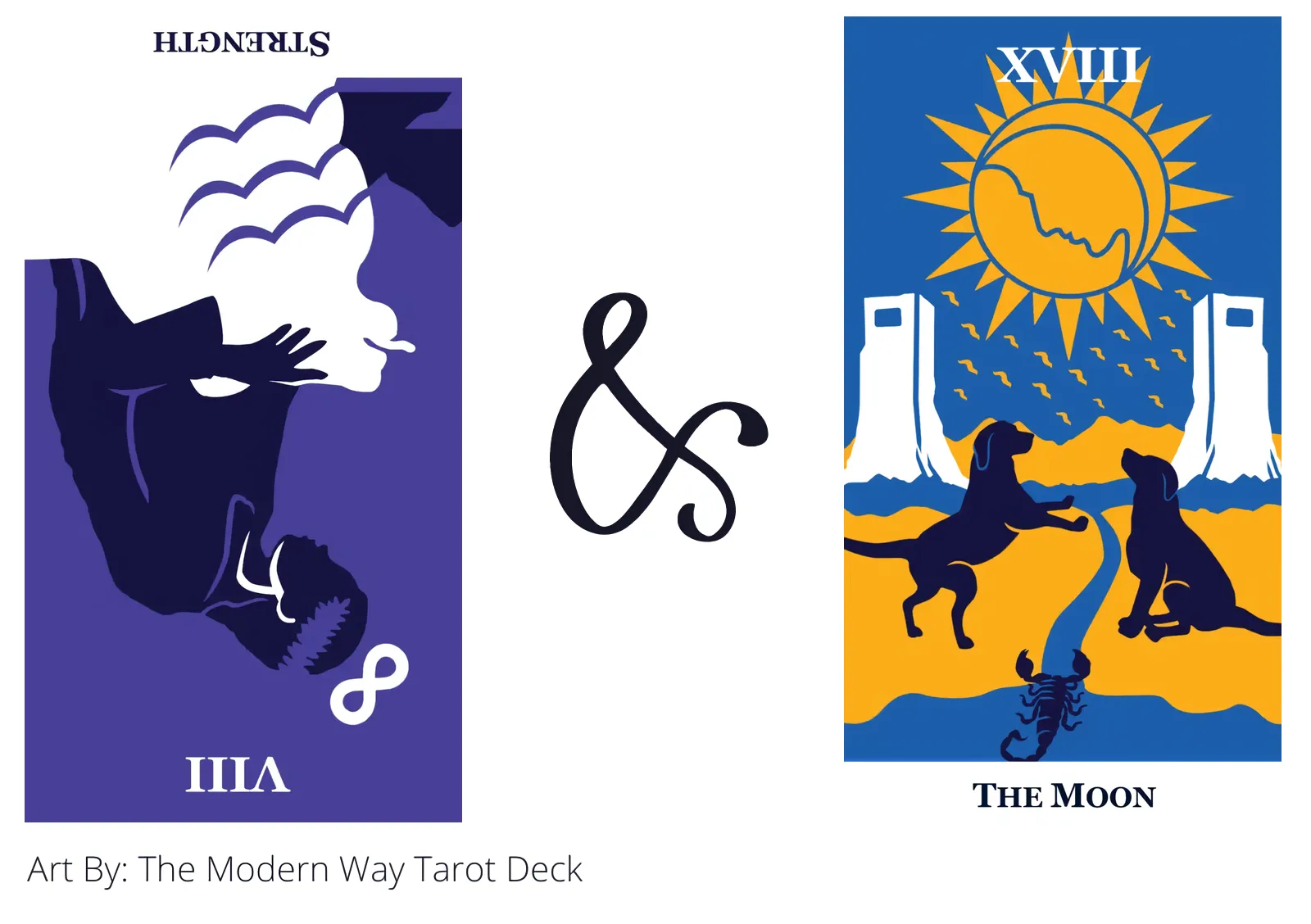 strength reversed and the moon tarot cards together