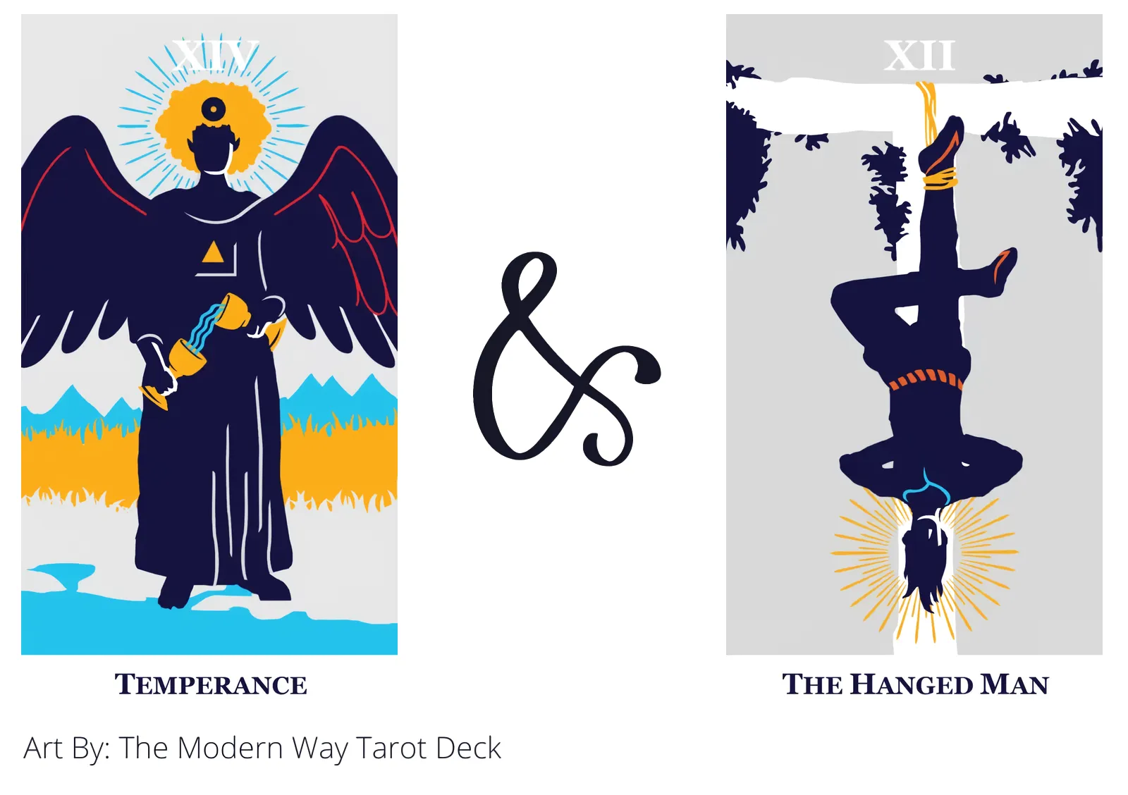 temperance and the hanged man tarot cards together