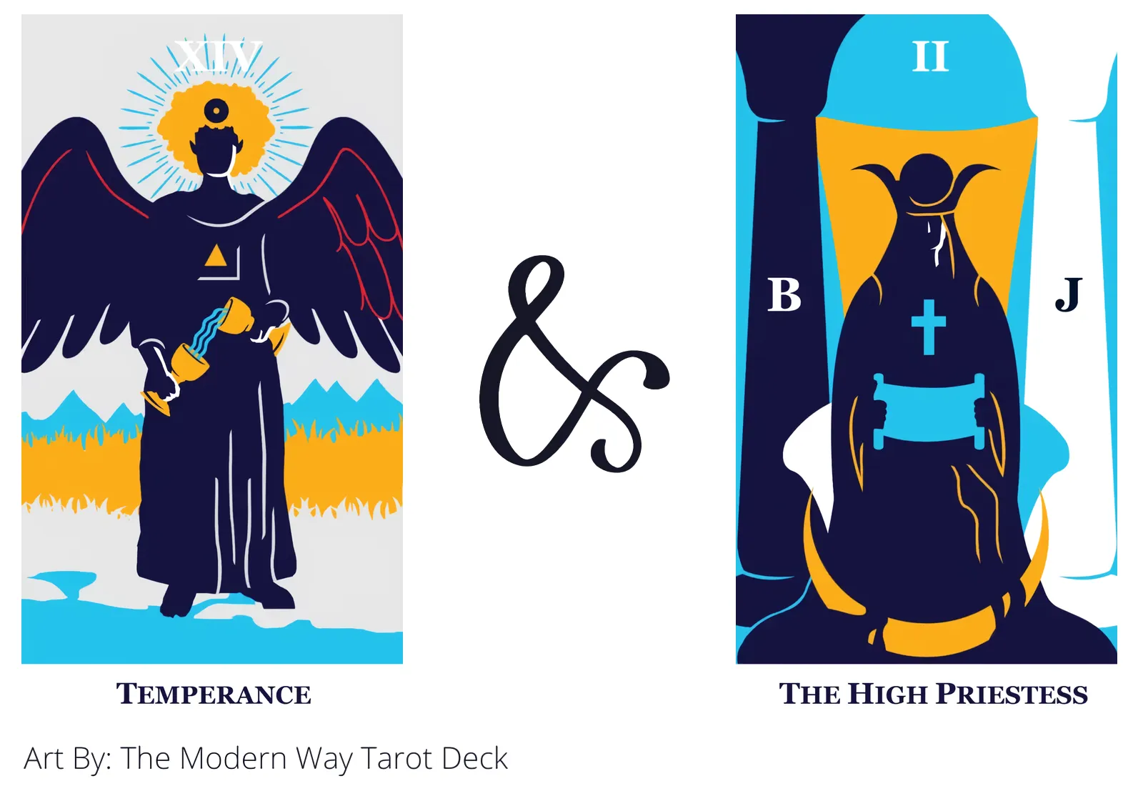 temperance and the high priestess tarot cards together