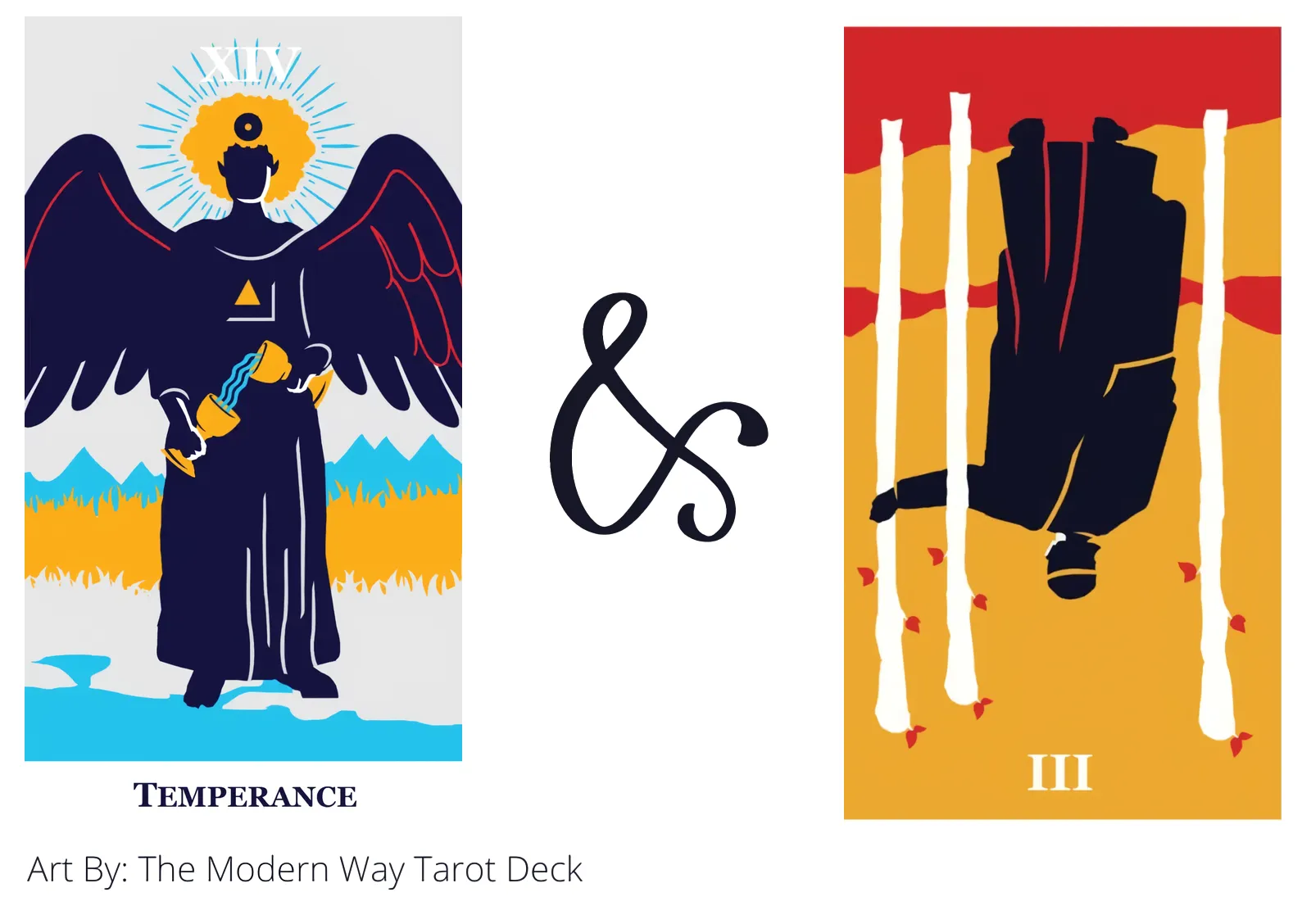 temperance and three of wands reversed tarot cards together
