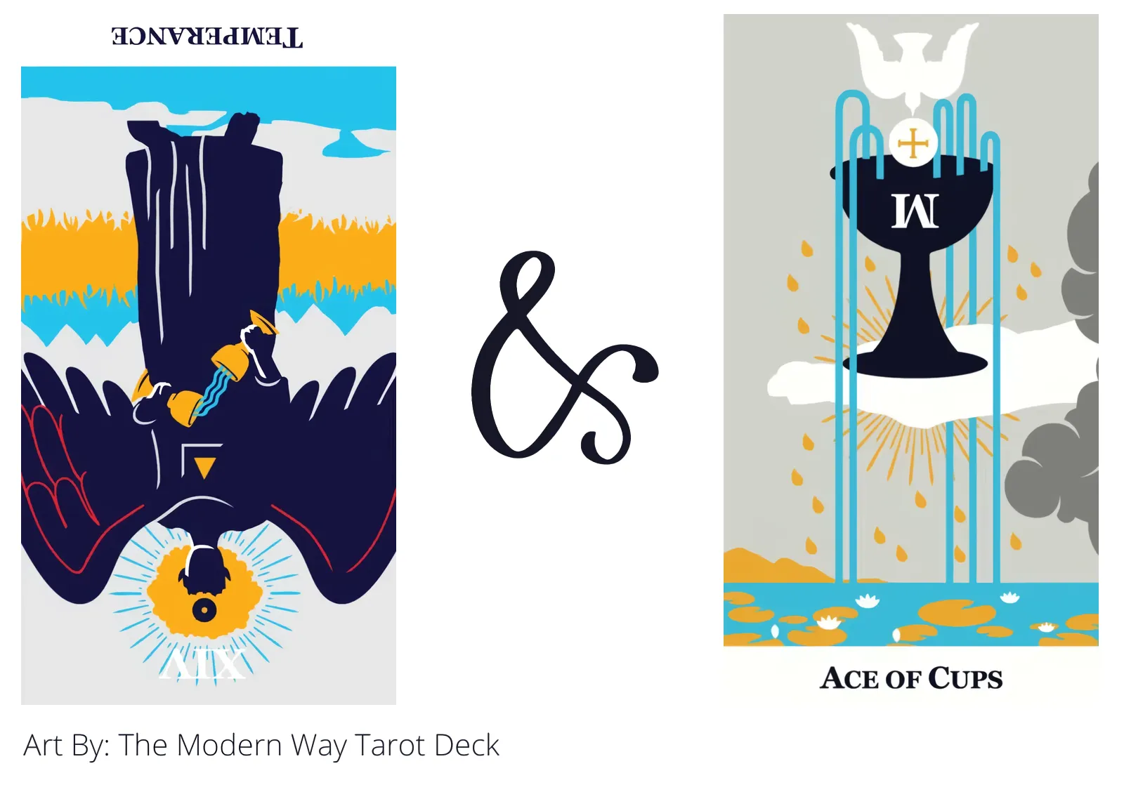 temperance reversed and ace of cups tarot cards together