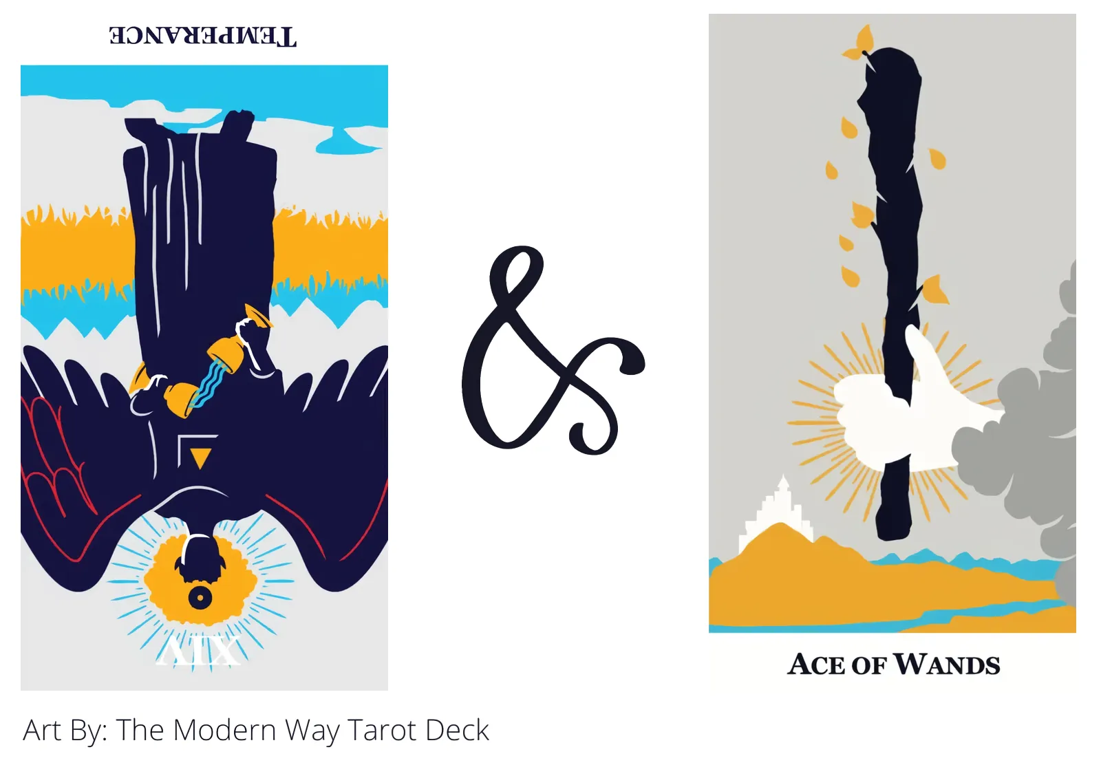 temperance reversed and ace of wands tarot cards together