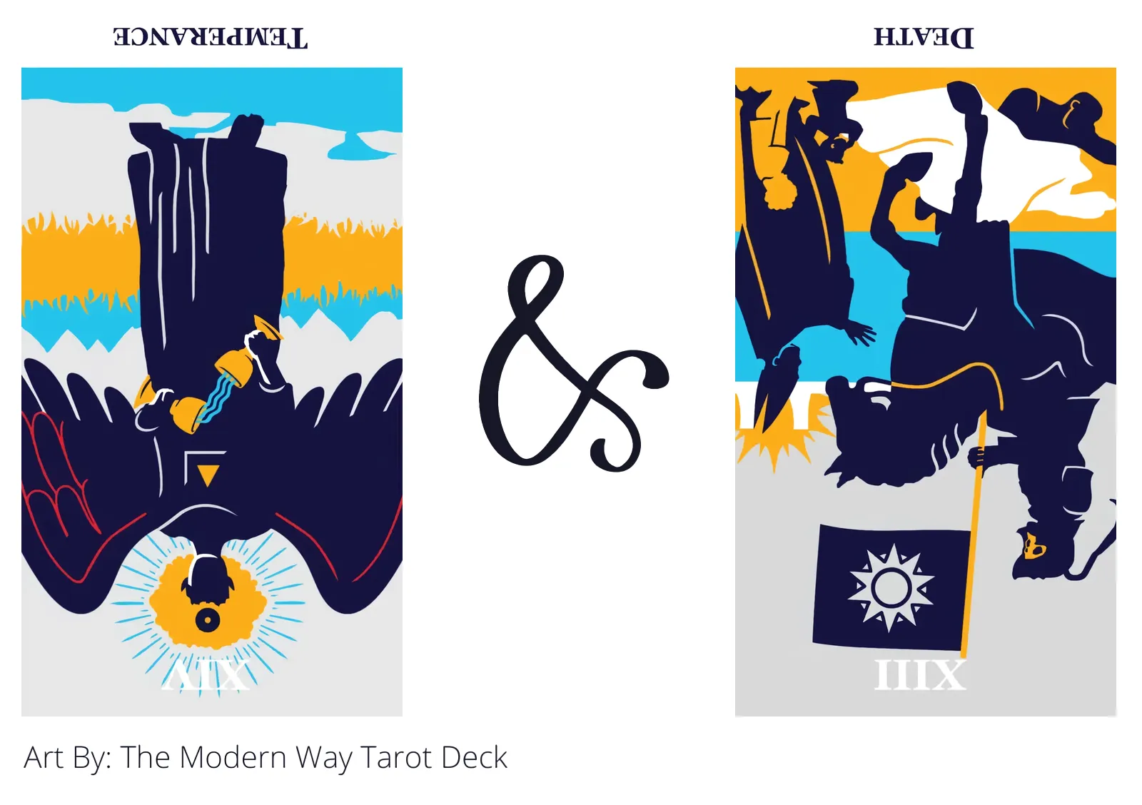 temperance reversed and death reversed tarot cards together