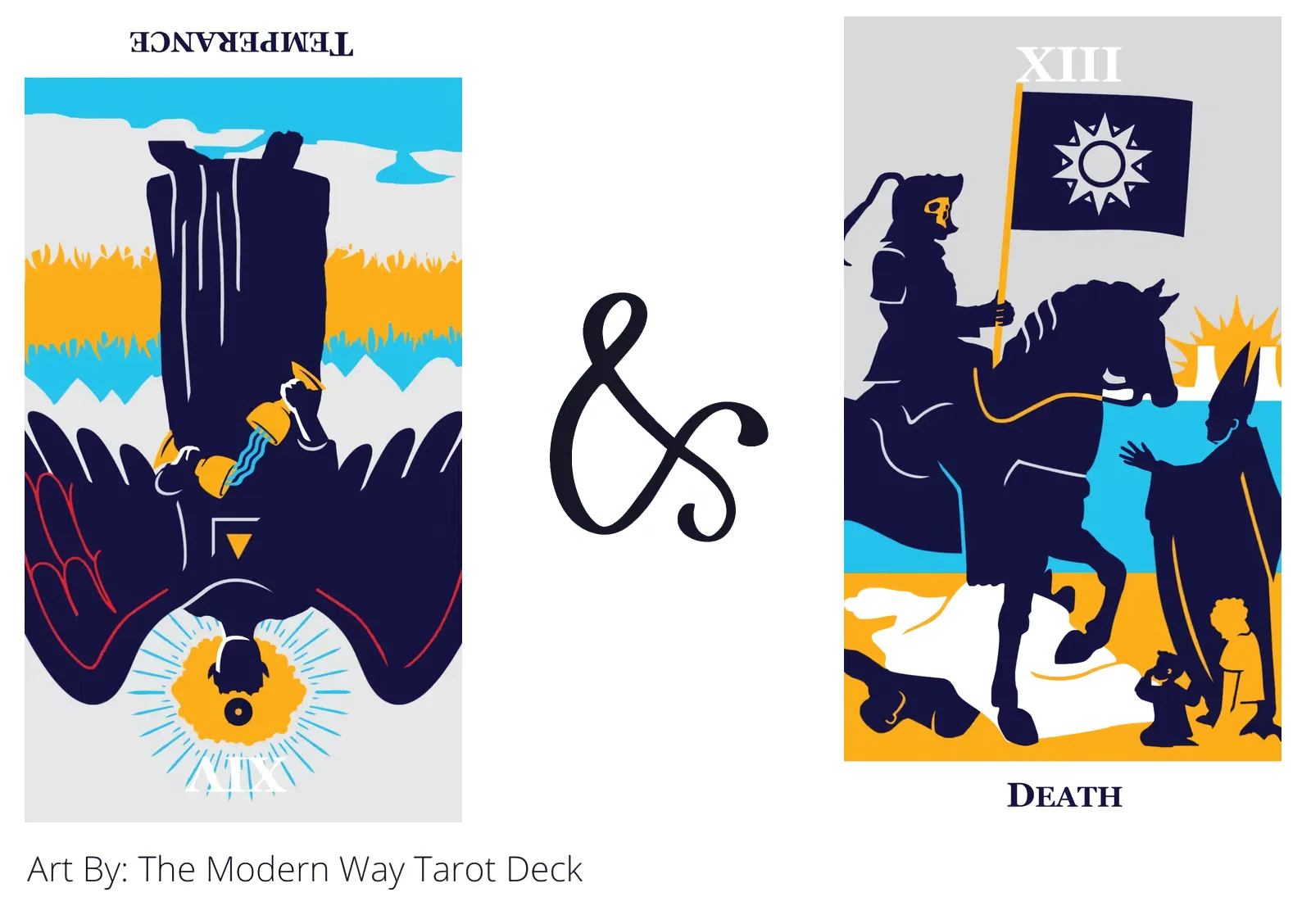 temperance reversed and death tarot cards together