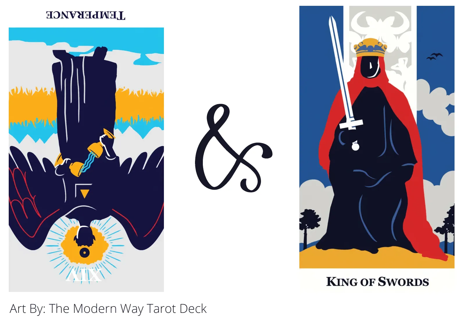 temperance reversed and king of swords tarot cards together