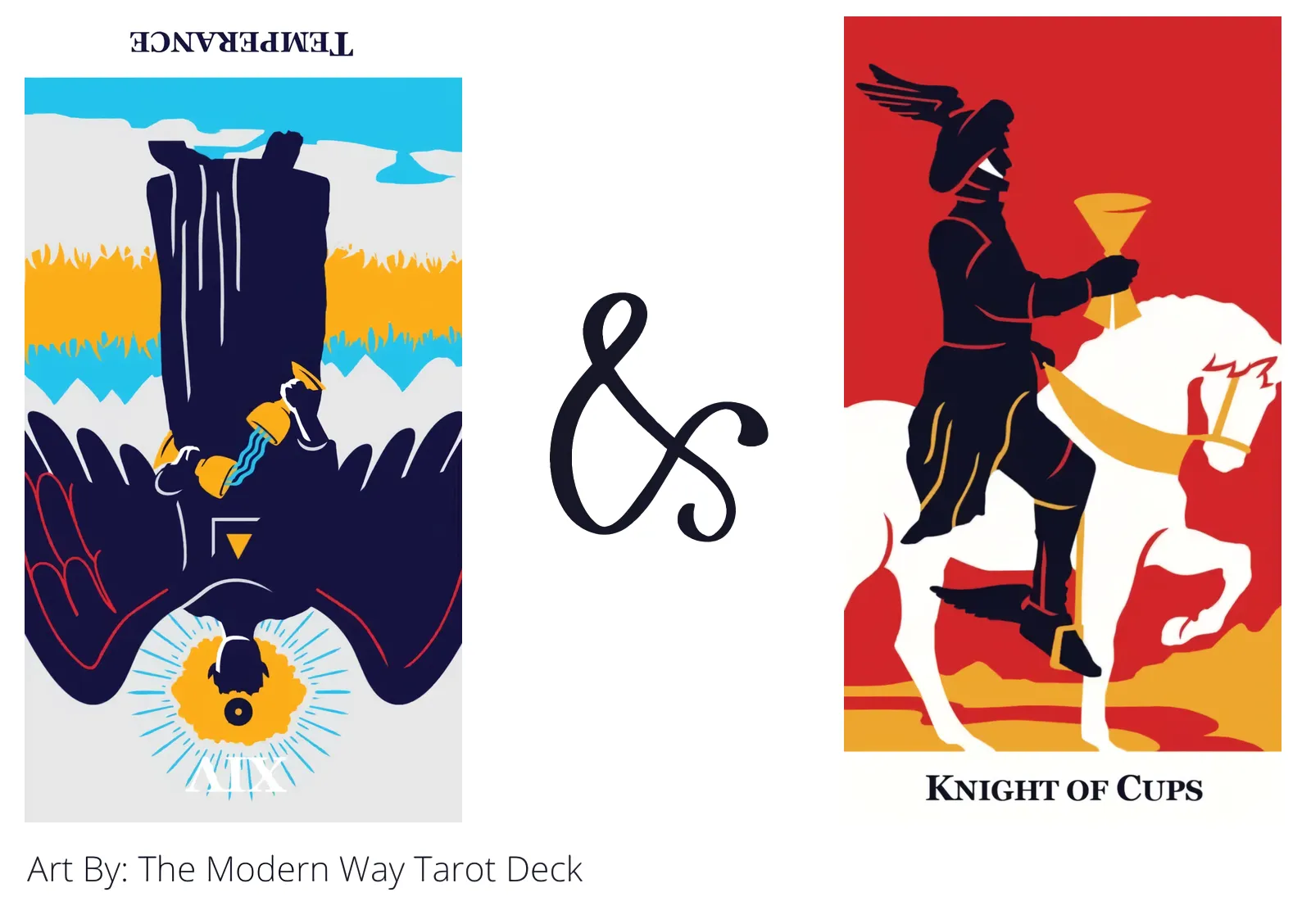 temperance reversed and knight of cups tarot cards together
