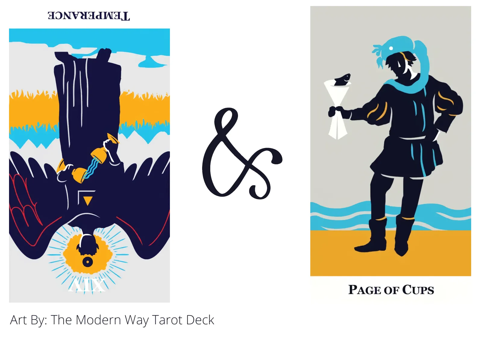 temperance reversed and page of cups tarot cards together
