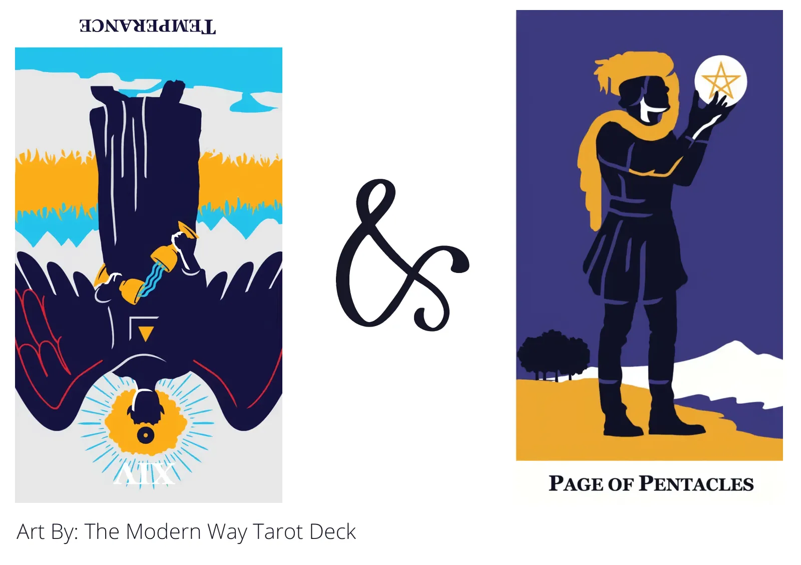 temperance reversed and page of pentacles tarot cards together