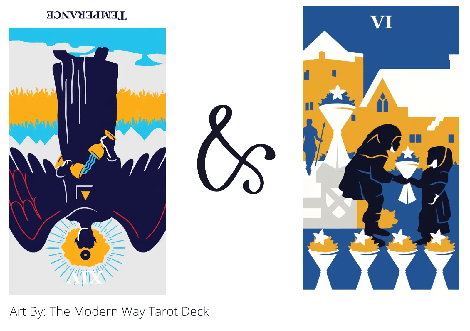 temperance reversed and six of cups tarot cards together