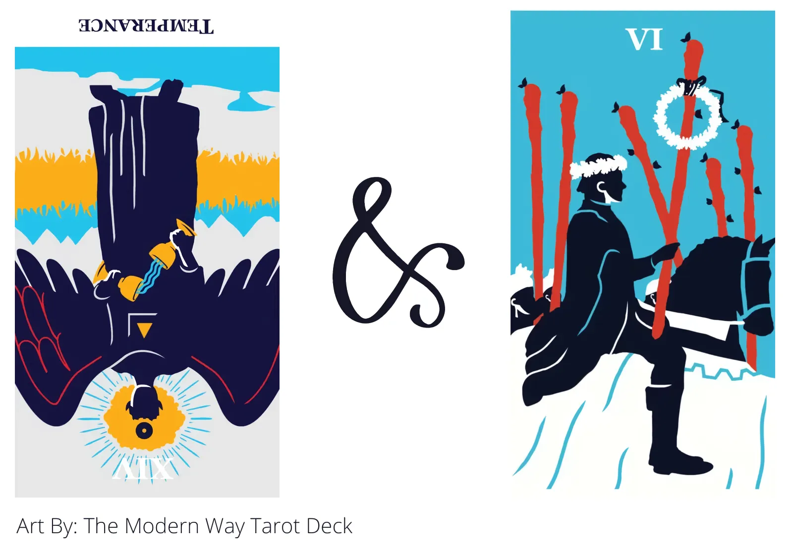 temperance reversed and six of wands tarot cards together