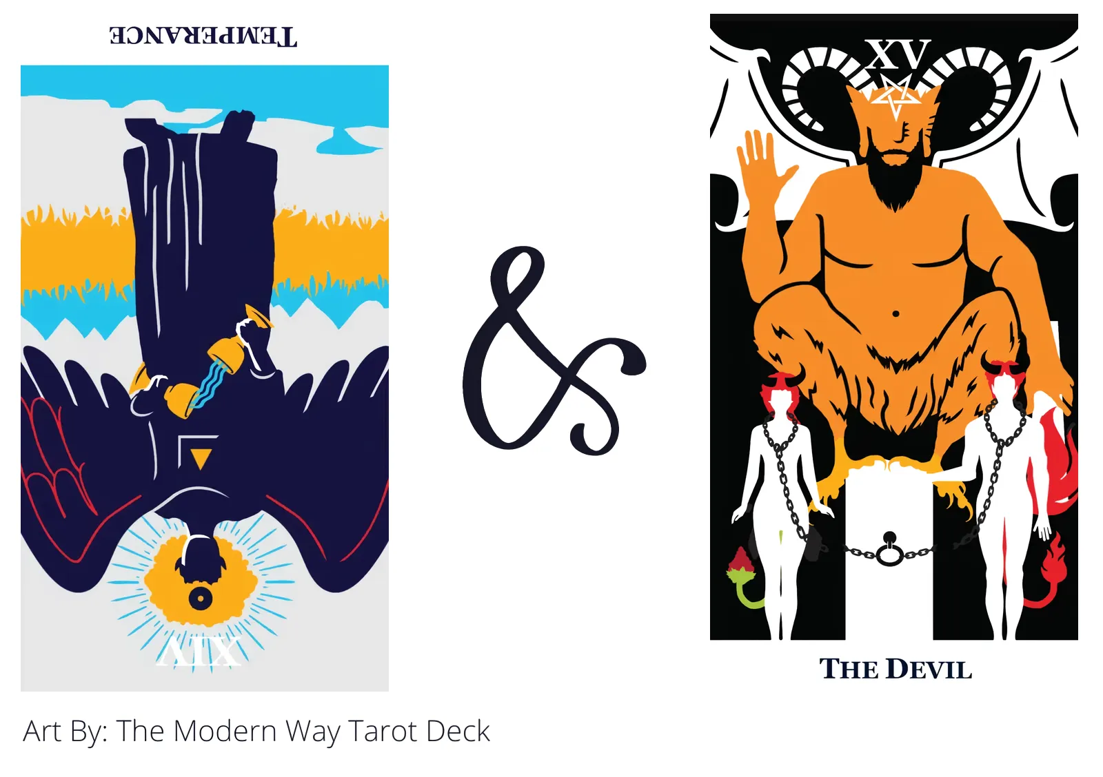 temperance reversed and the devil tarot cards together