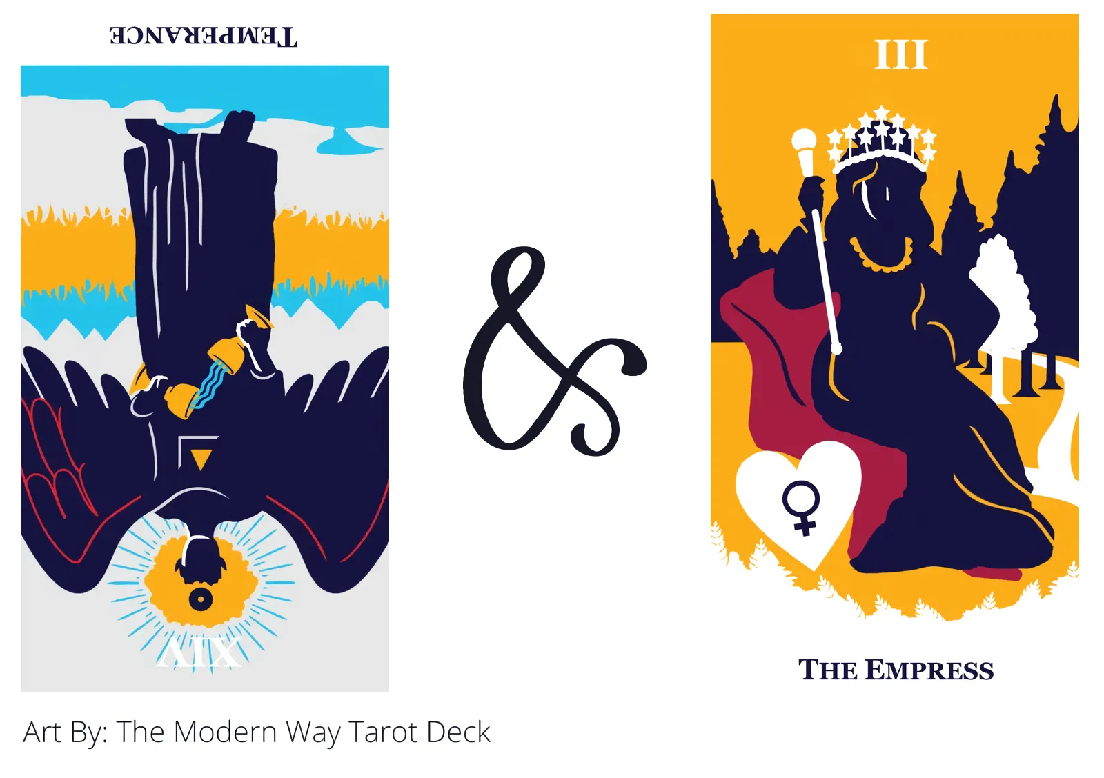 temperance reversed and the empress tarot cards together