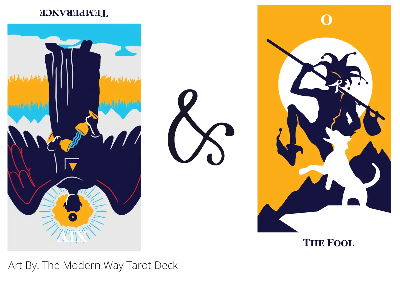 temperance reversed and the fool tarot cards together