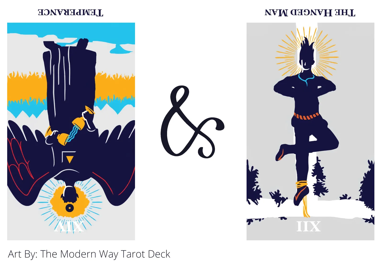 temperance reversed and the hanged man reversed tarot cards together