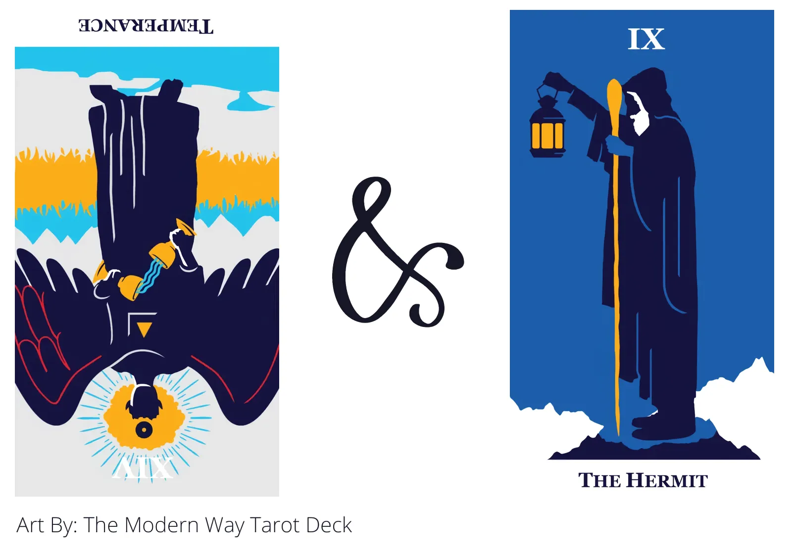 temperance reversed and the hermit tarot cards together