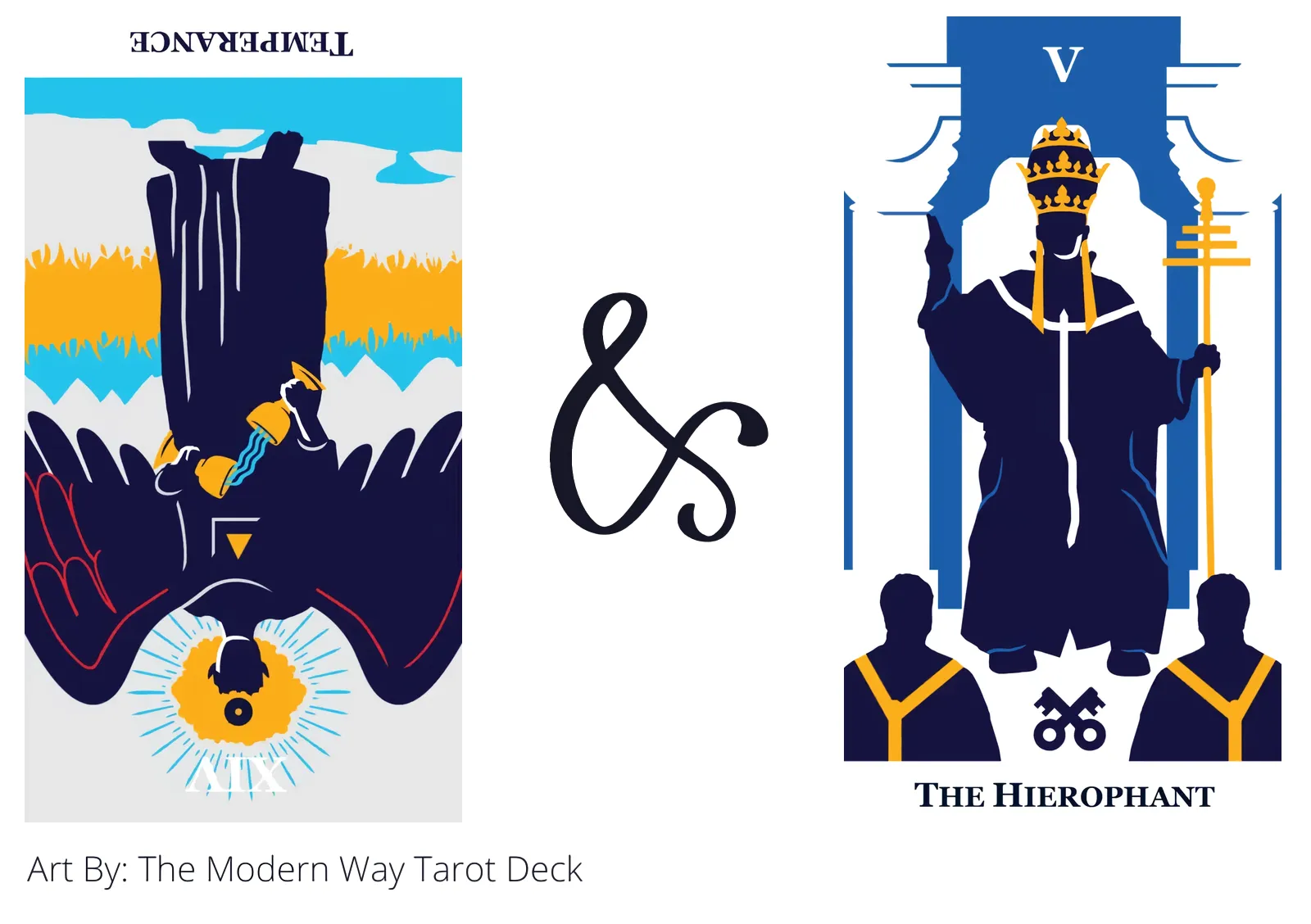 temperance reversed and the hierophant tarot cards together