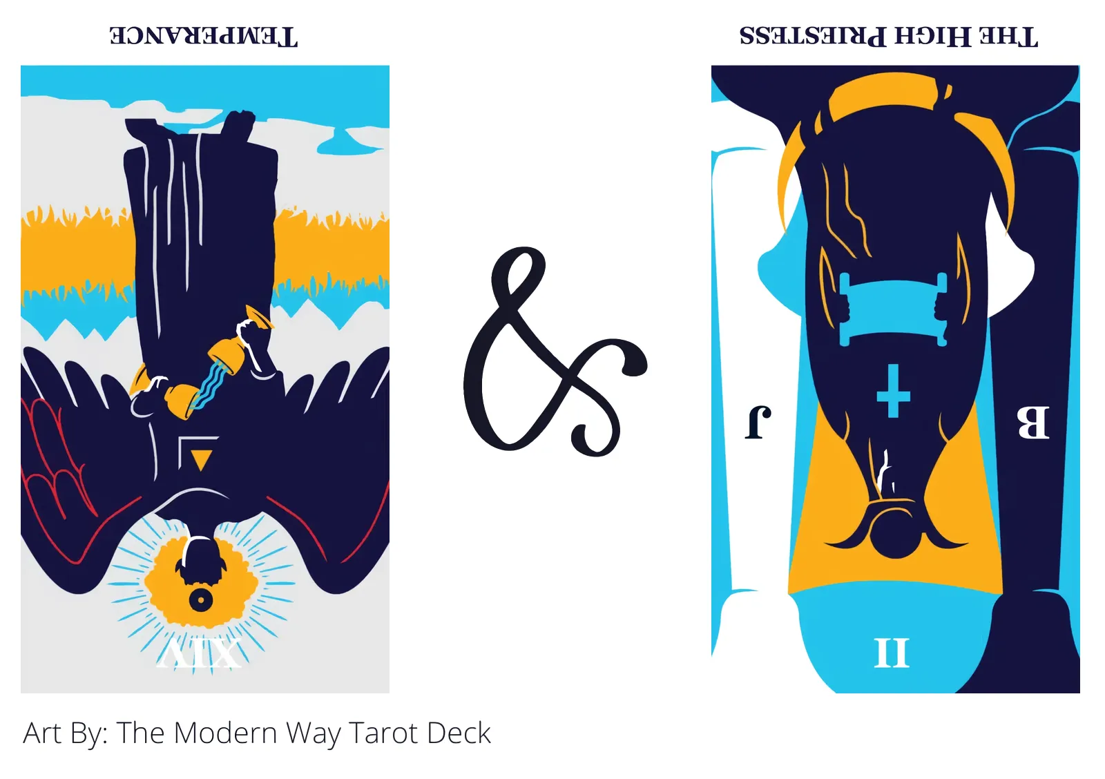 temperance reversed and the high priestess reversed tarot cards together