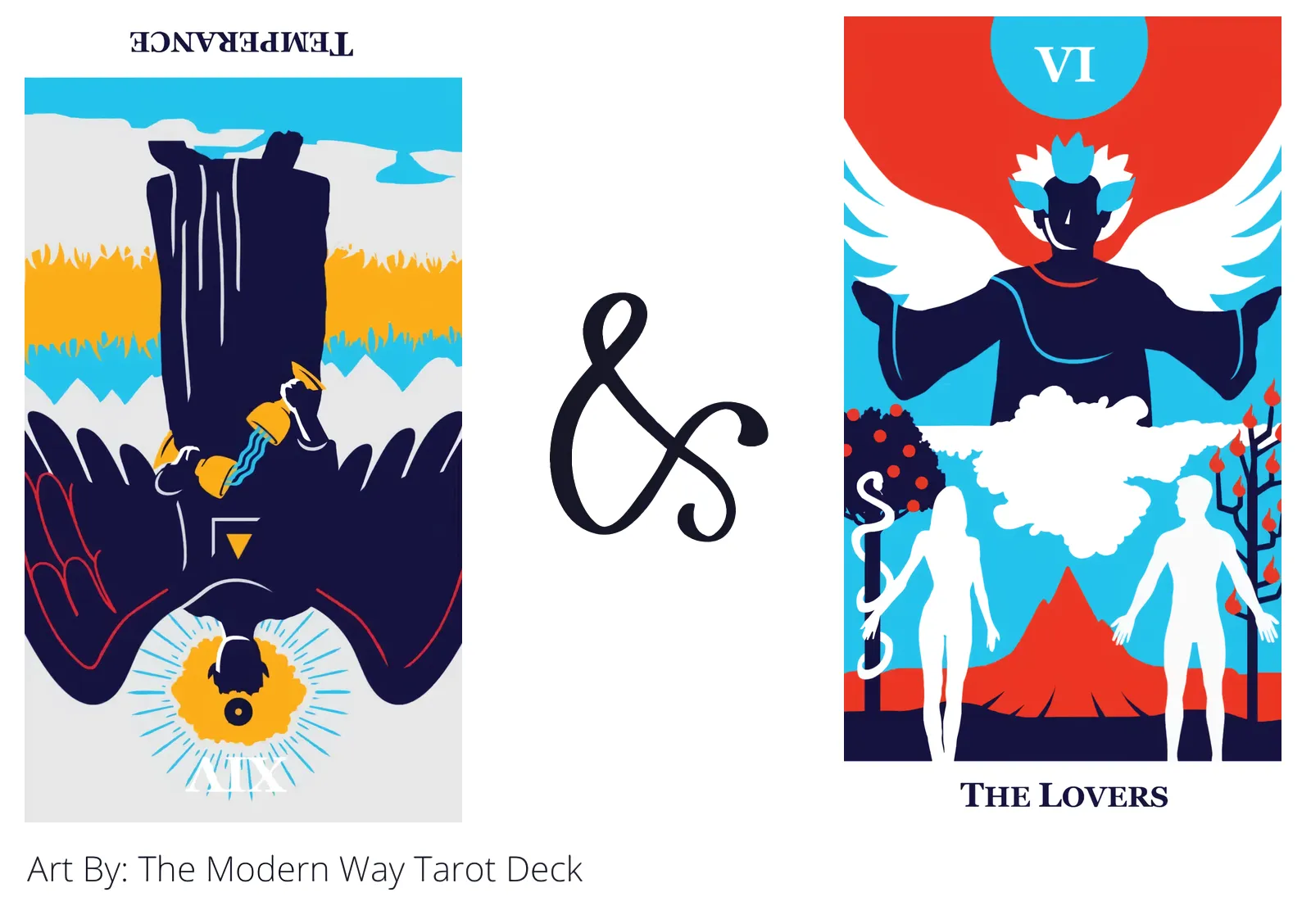 temperance reversed and the lovers tarot cards together