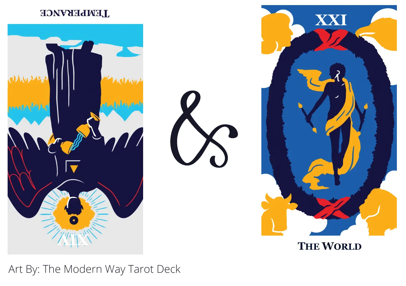 temperance reversed and the world tarot cards together