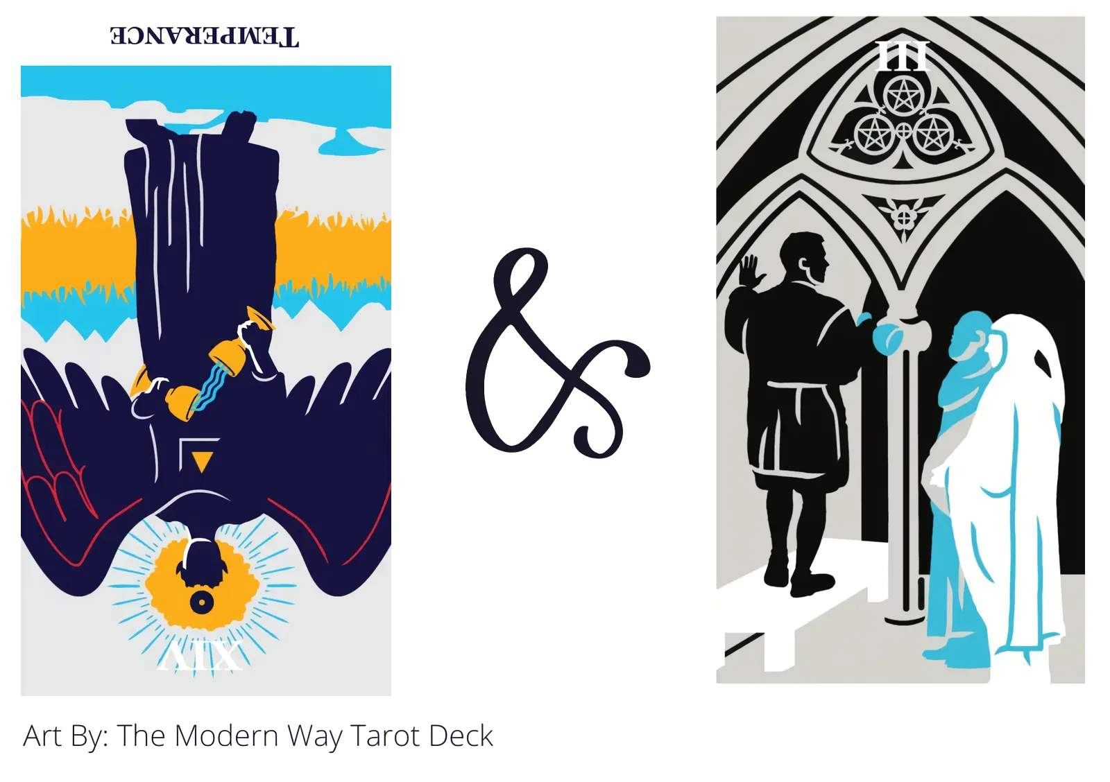 temperance reversed and three of pentacles tarot cards together