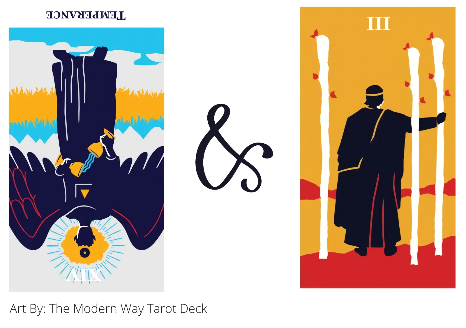 temperance reversed and three of wands tarot cards together