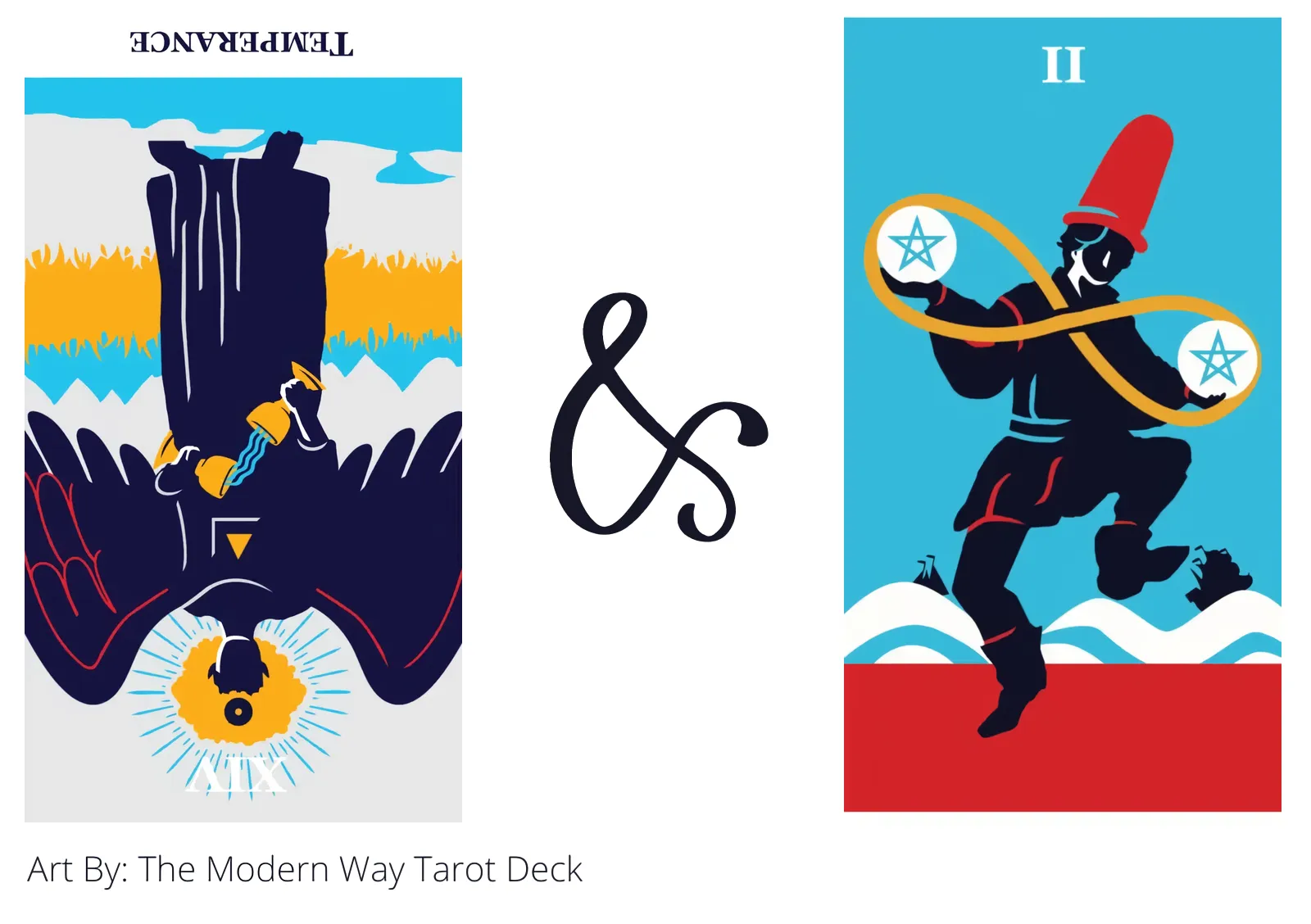 temperance reversed and two of pentacles tarot cards together