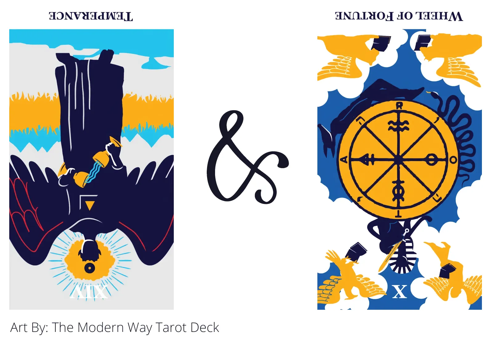 temperance reversed and wheel of fortune reversed tarot cards together