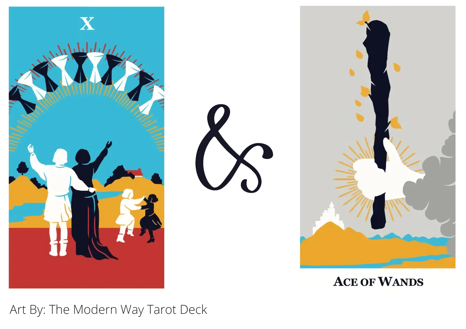 ten of cups and ace of wands tarot cards together