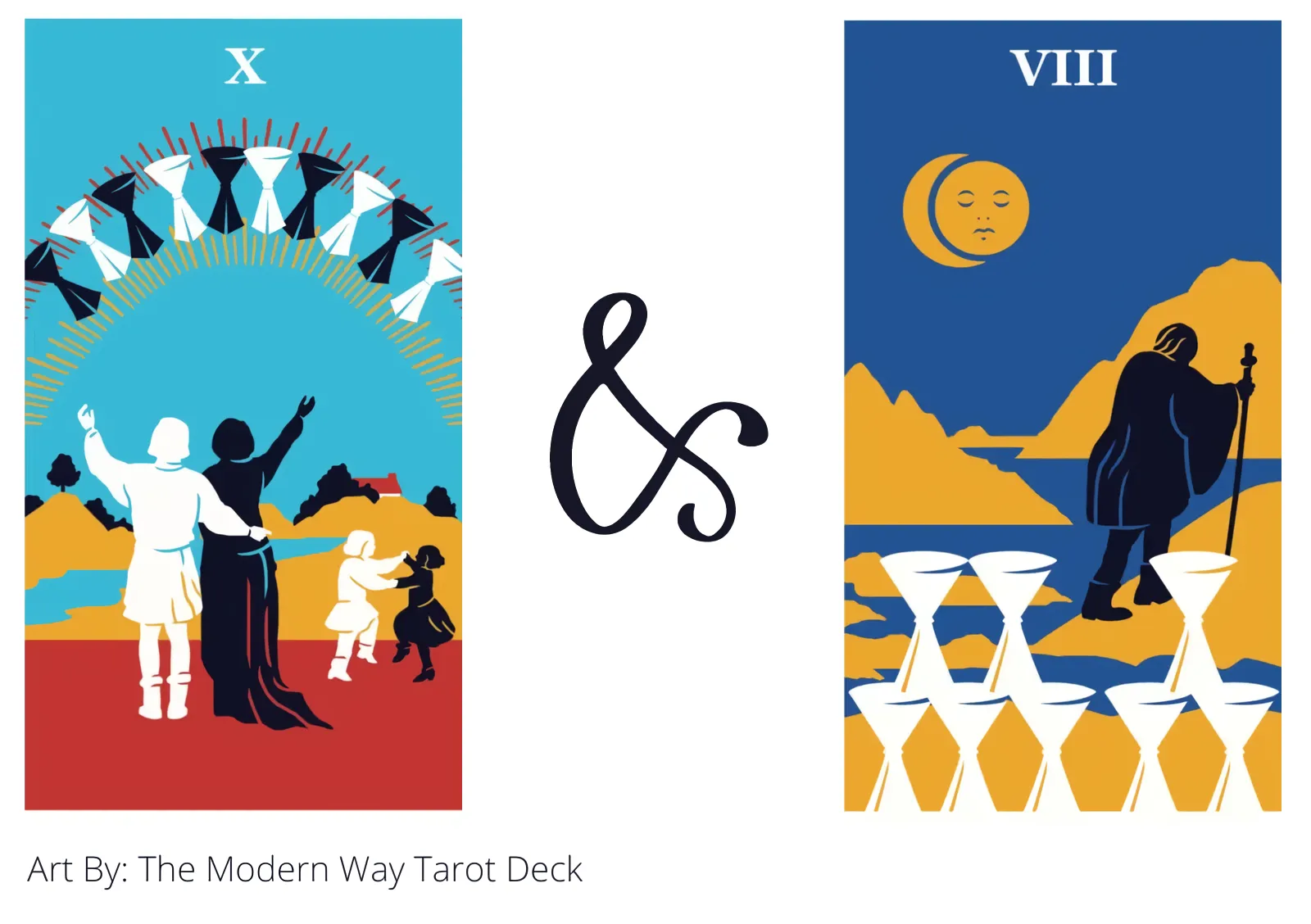 ten of cups and eight of cups tarot cards together